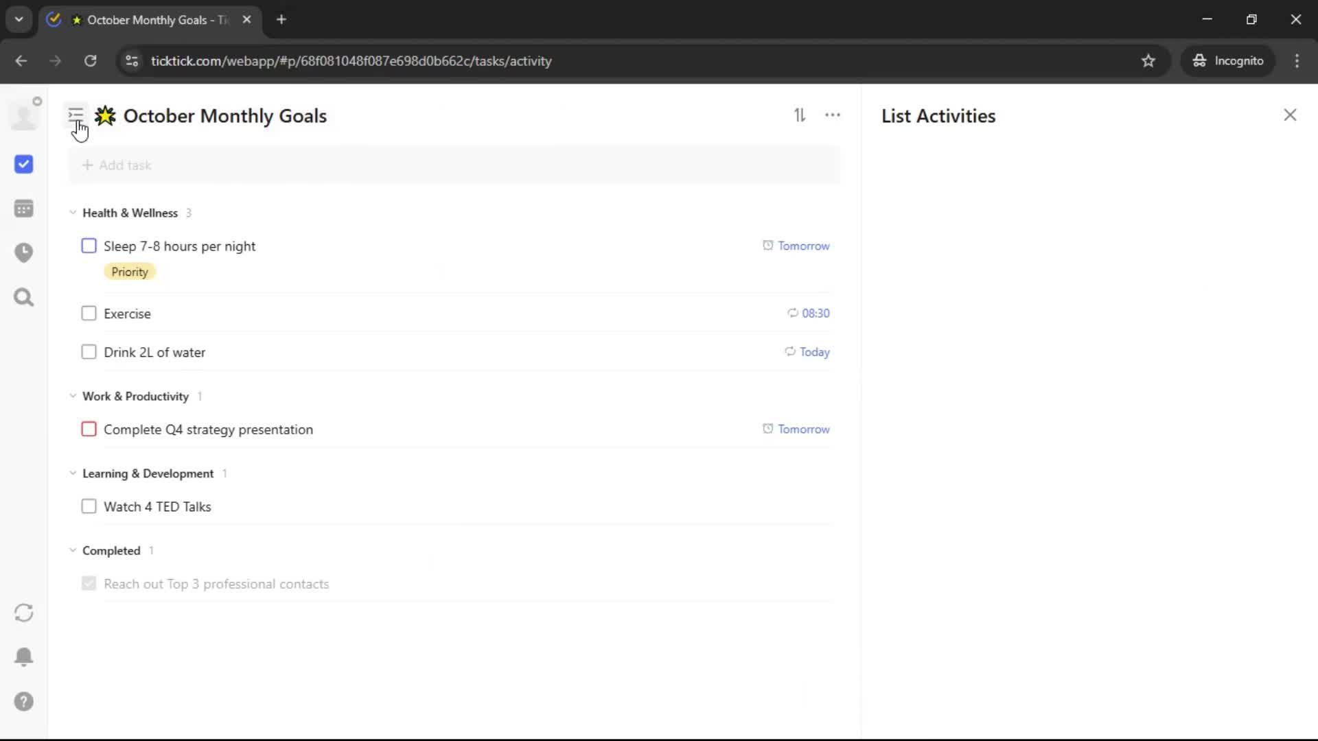 Creating a task screenshot