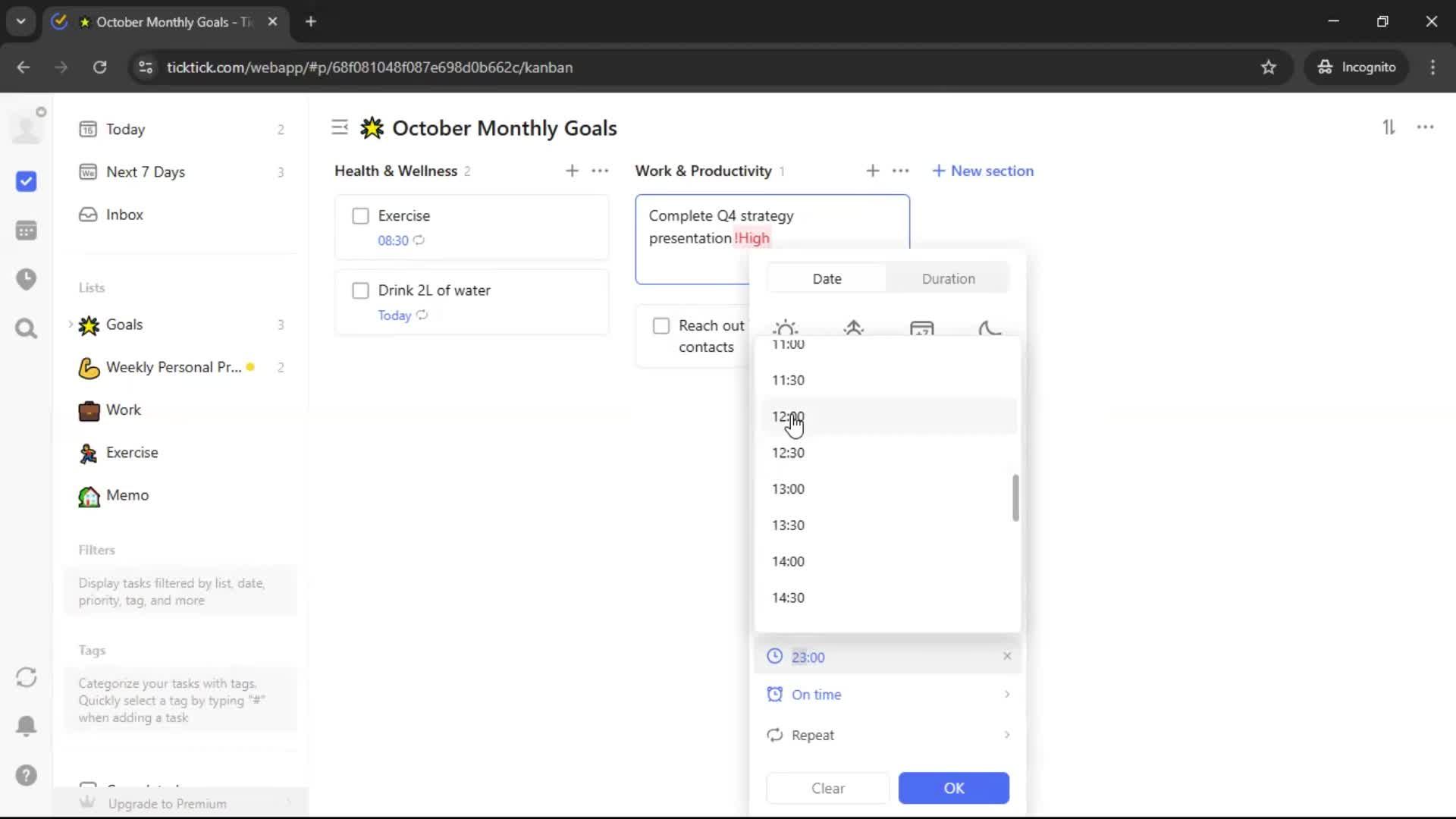 Creating a task screenshot