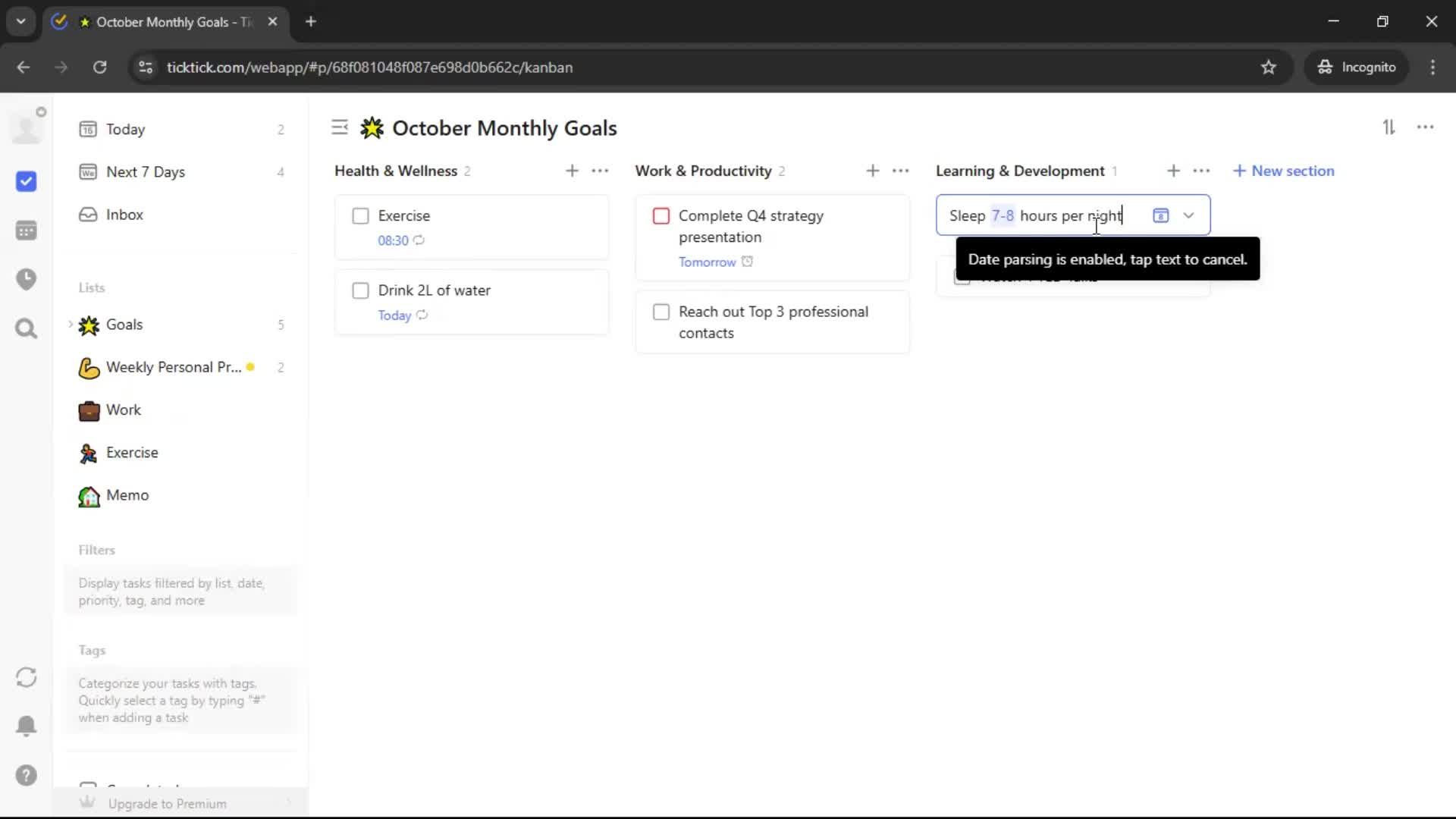Creating a task screenshot