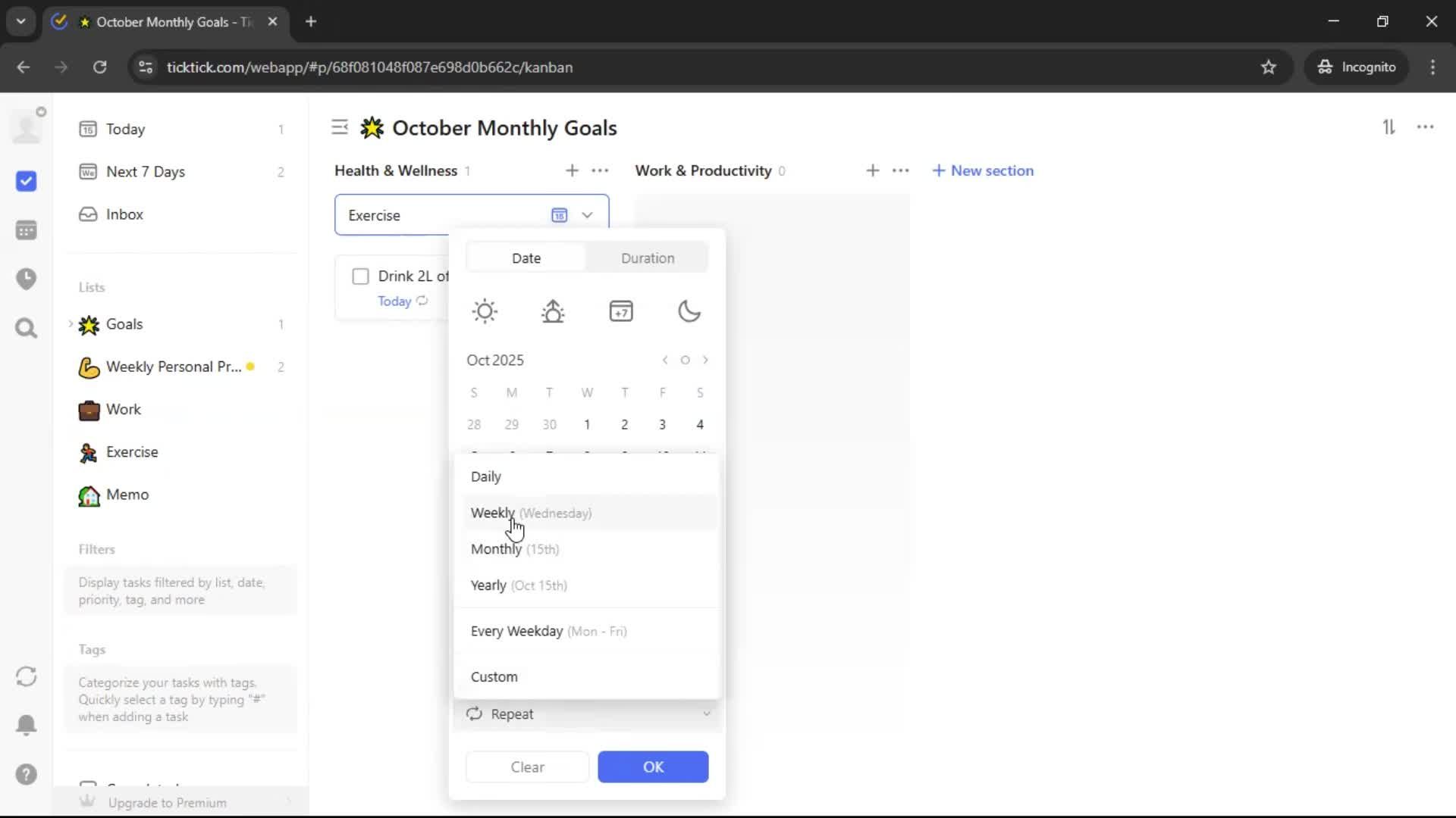 Creating a task screenshot