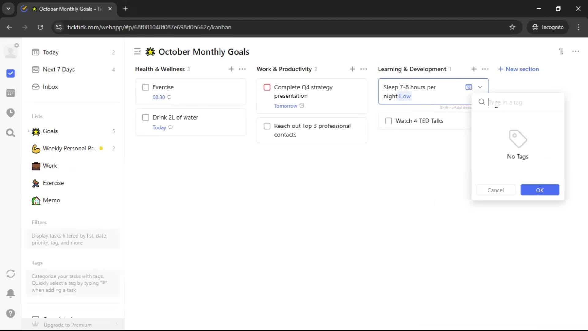 Creating a task screenshot