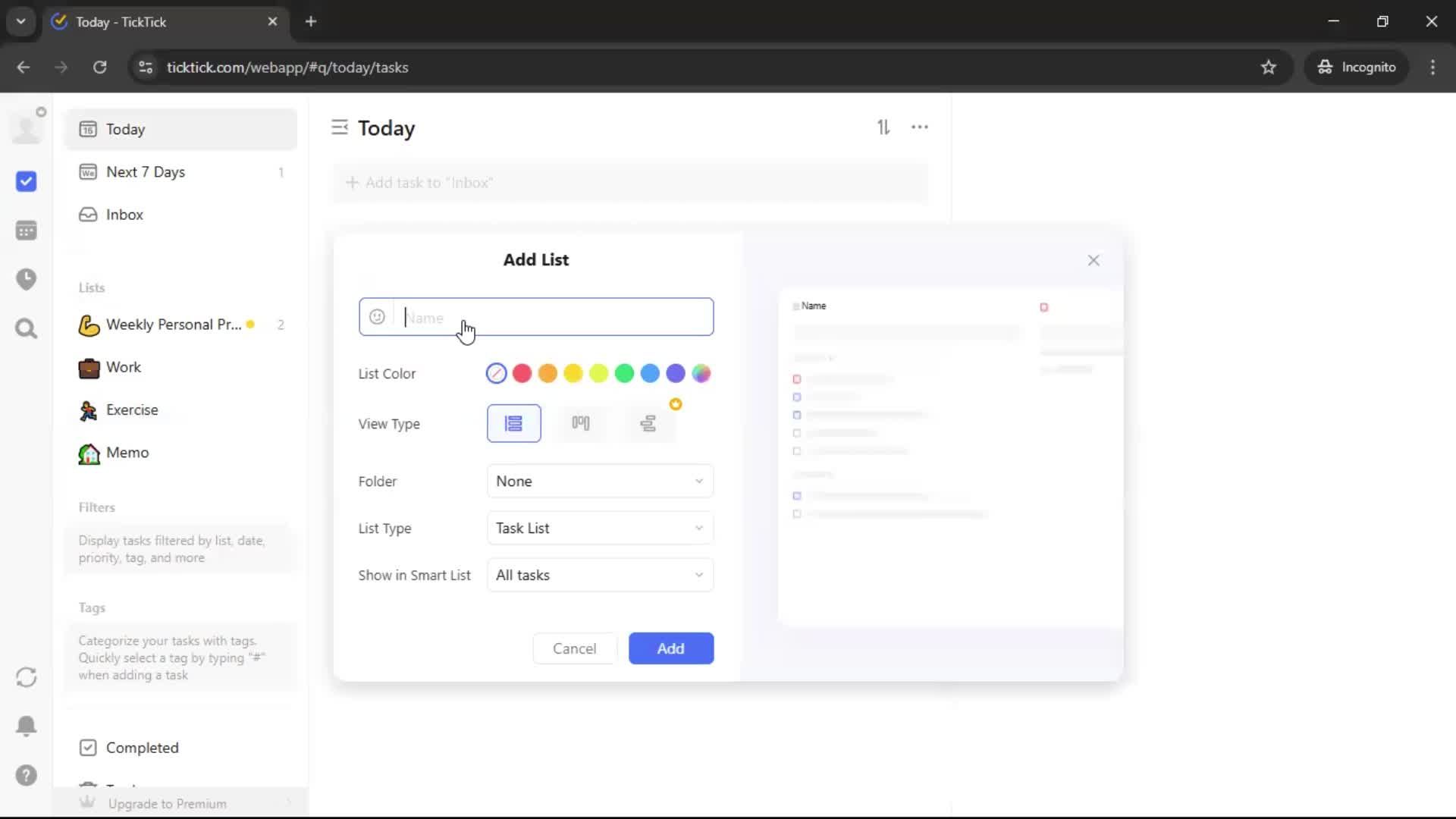 Creating a task screenshot