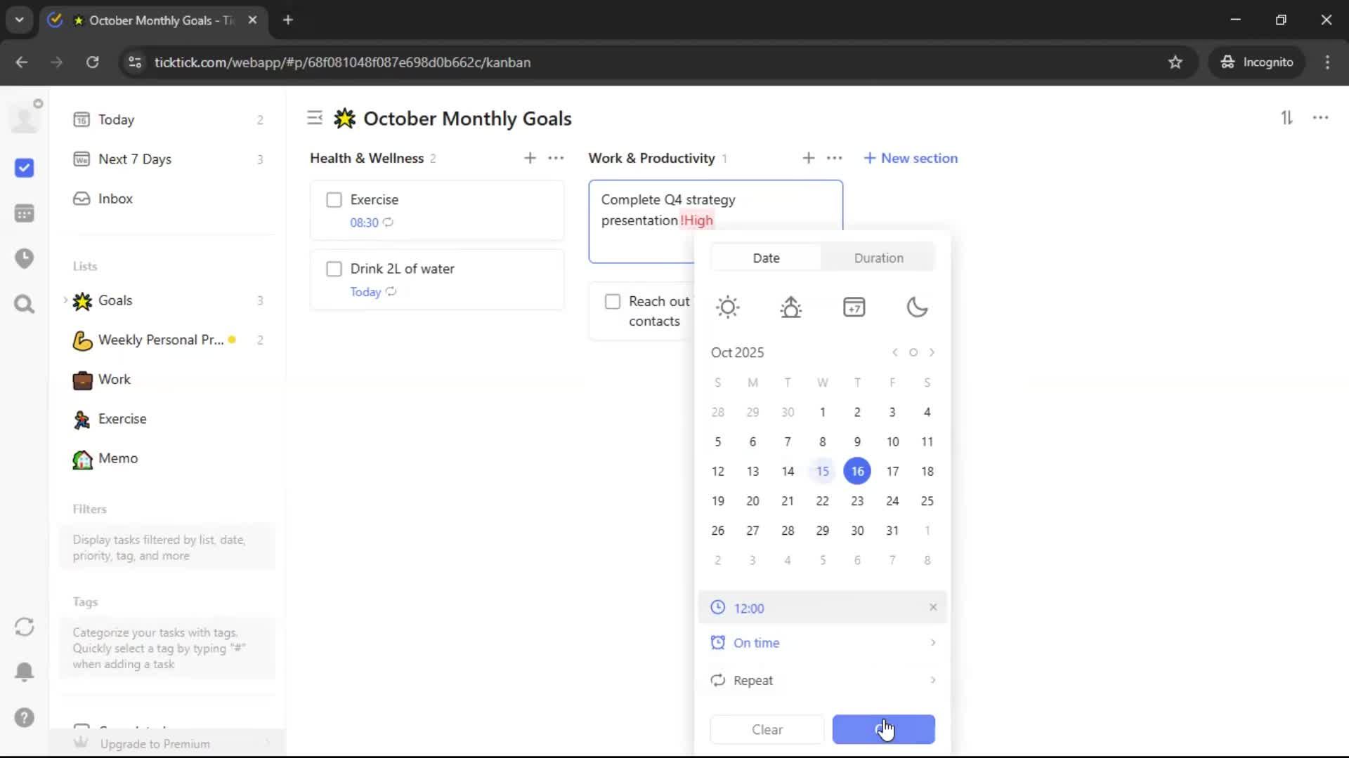 Creating a task screenshot