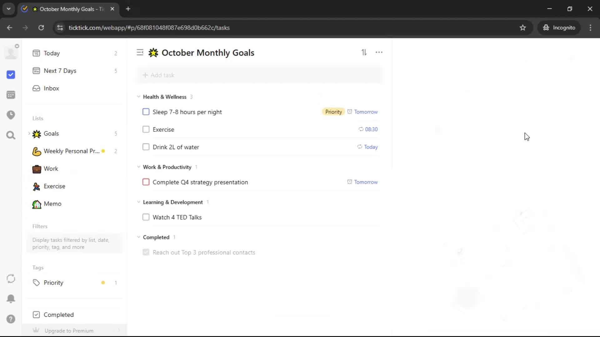 Creating a task screenshot