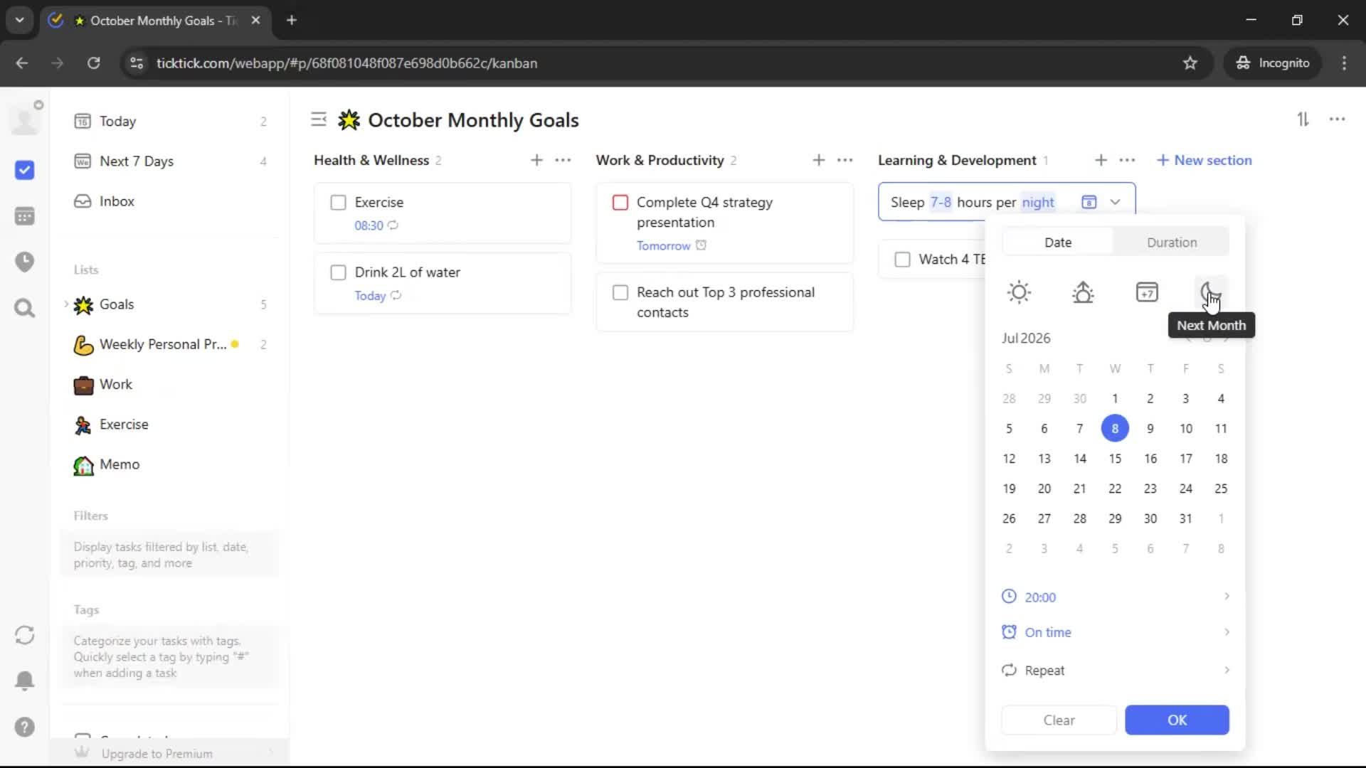Creating a task screenshot
