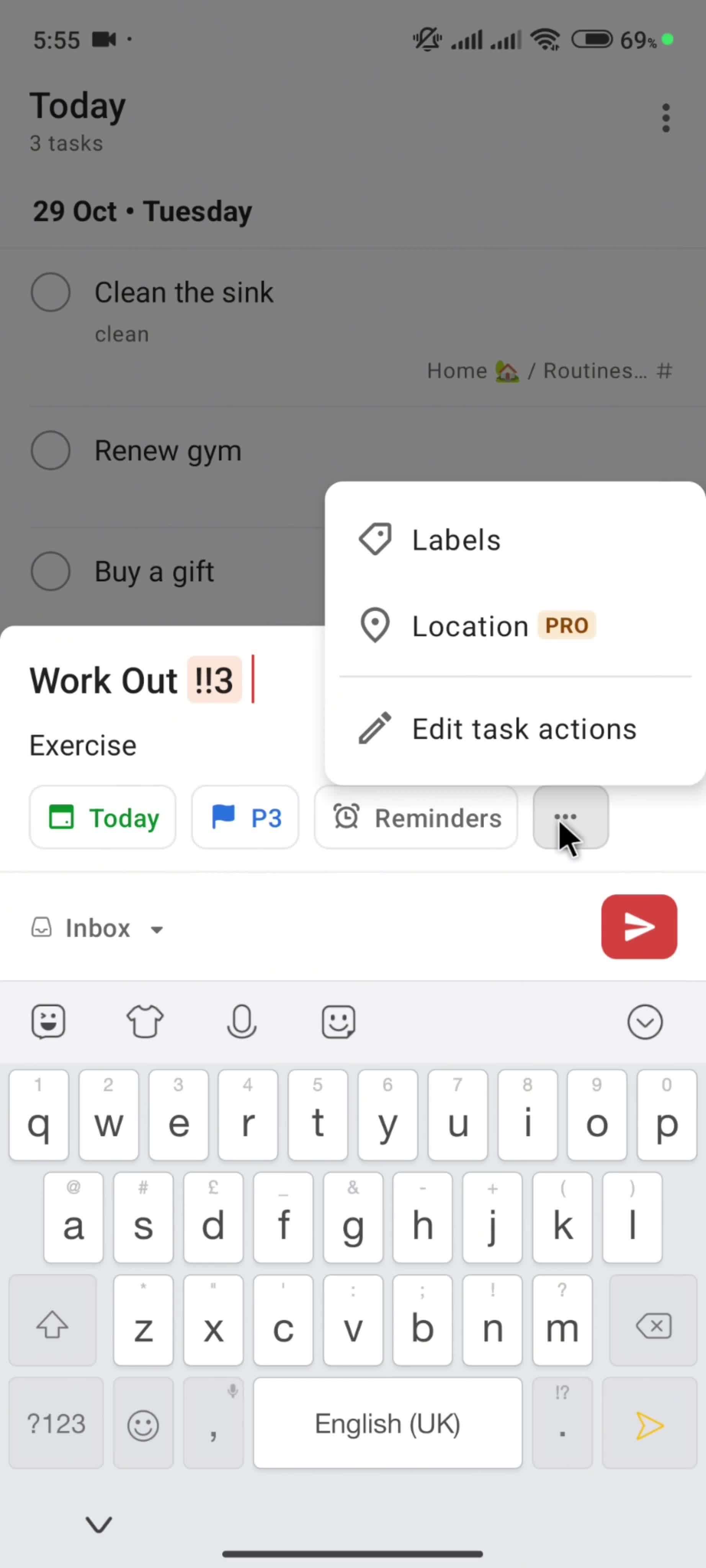 Creating a task screenshot