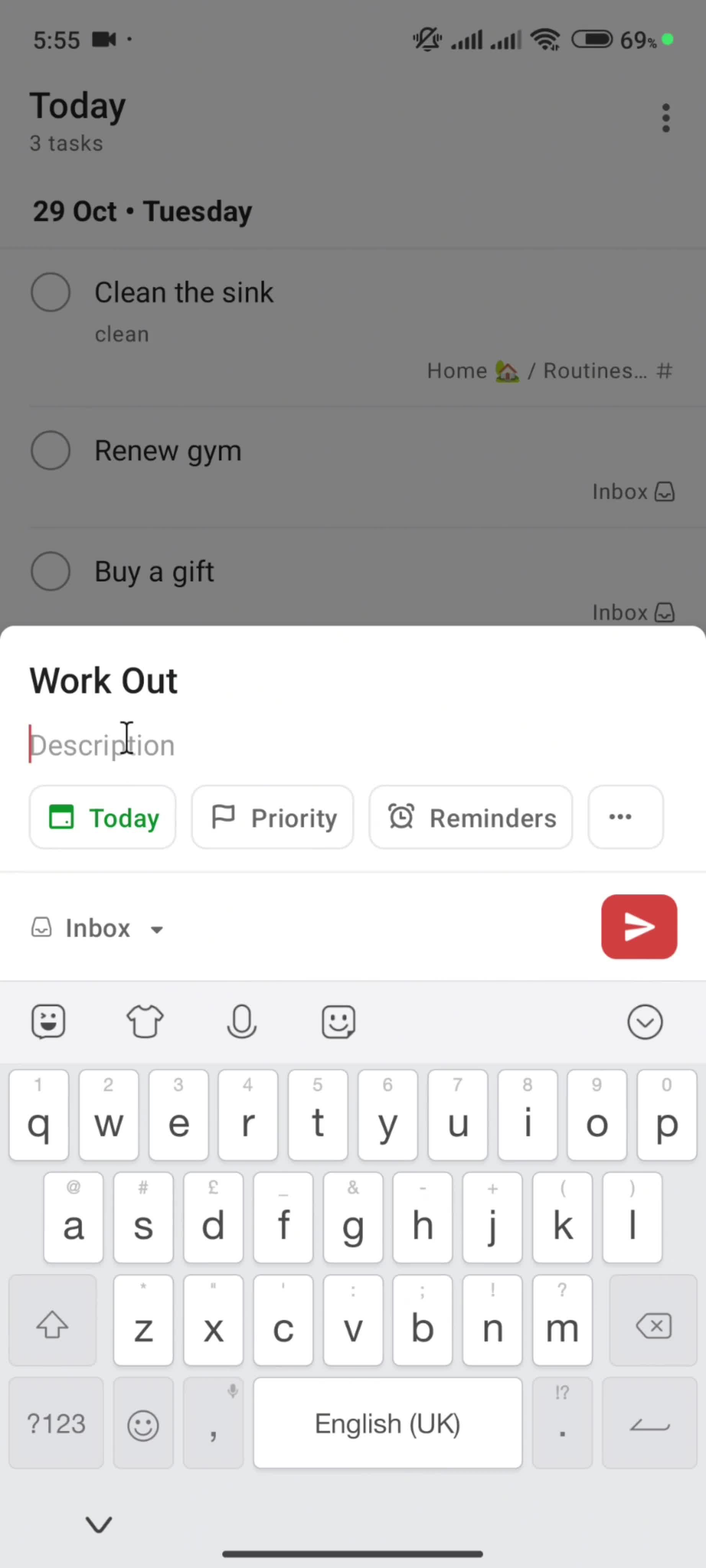 Creating a task screenshot