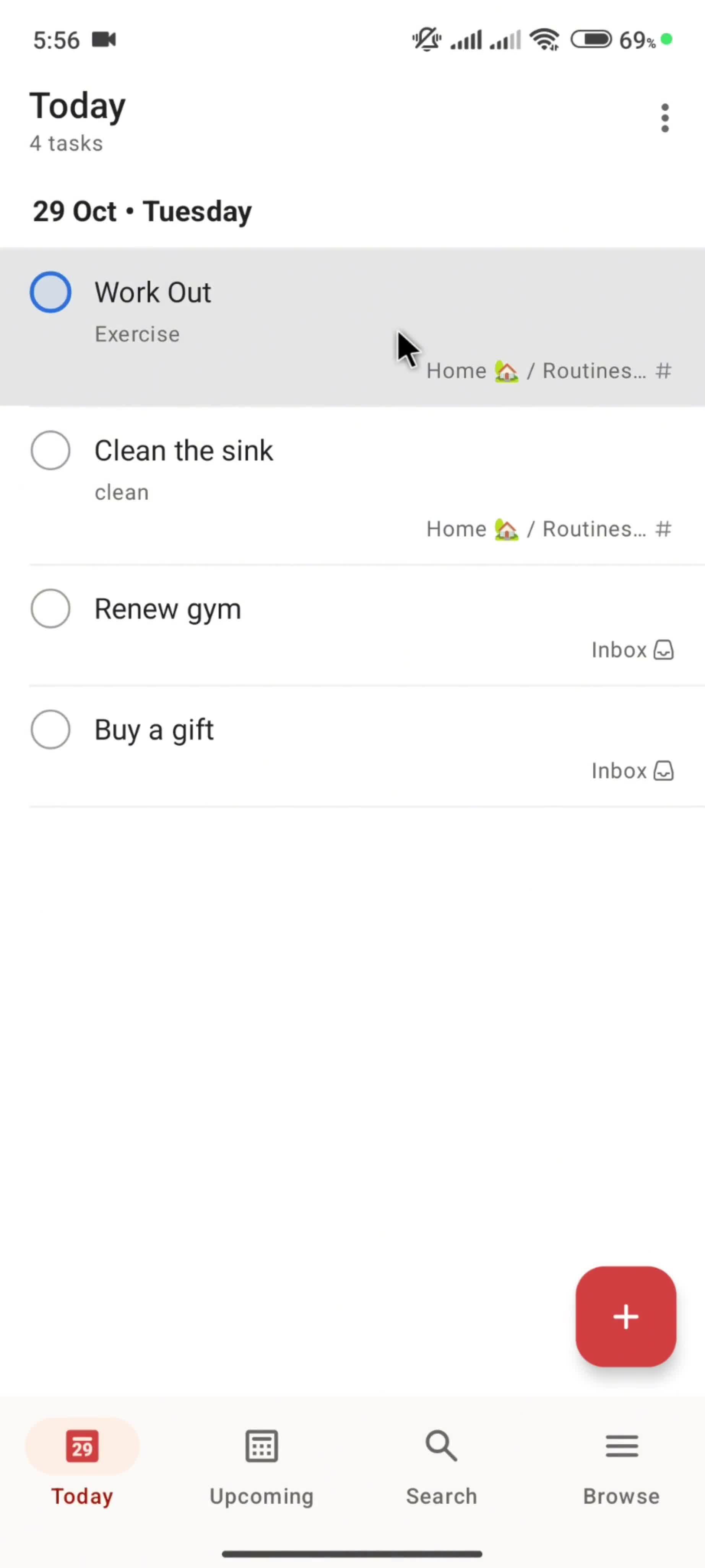 Creating a task screenshot