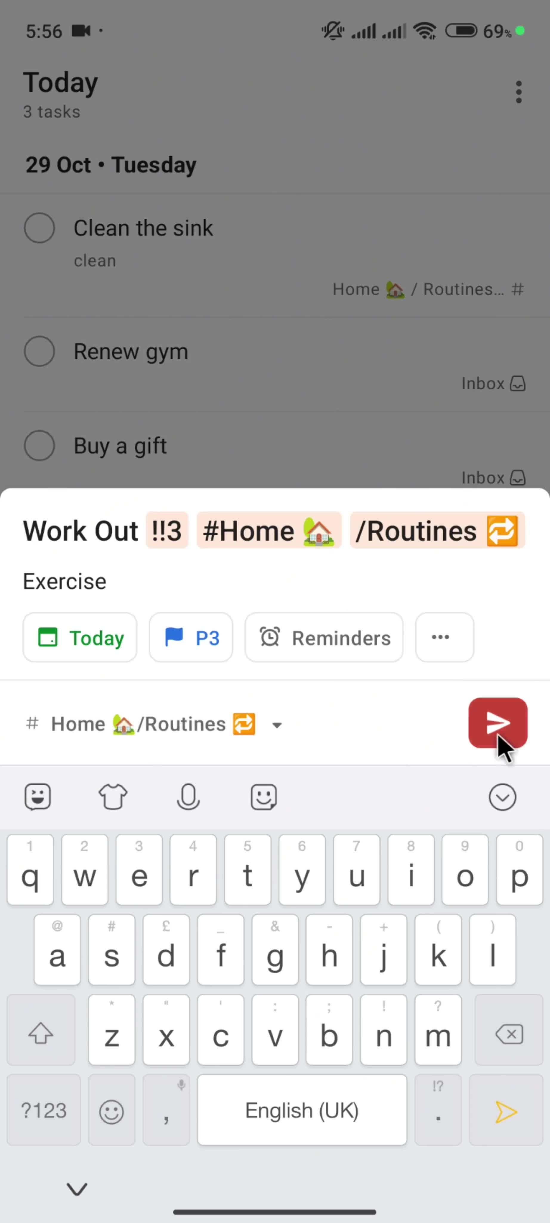 Creating a task screenshot