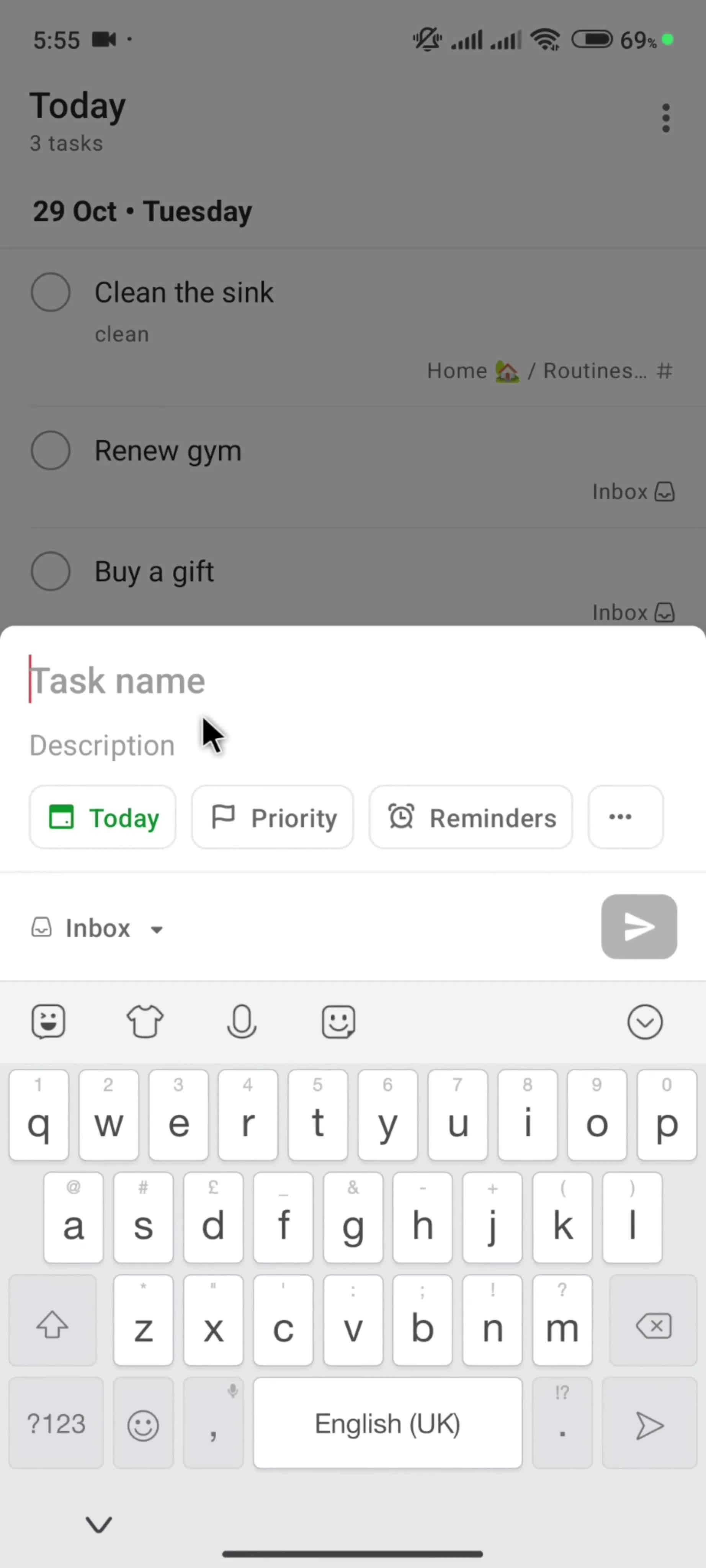 Creating a task screenshot