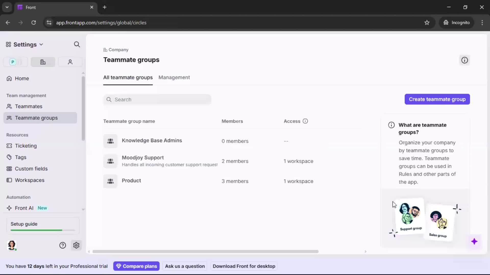 Creating a team screenshot