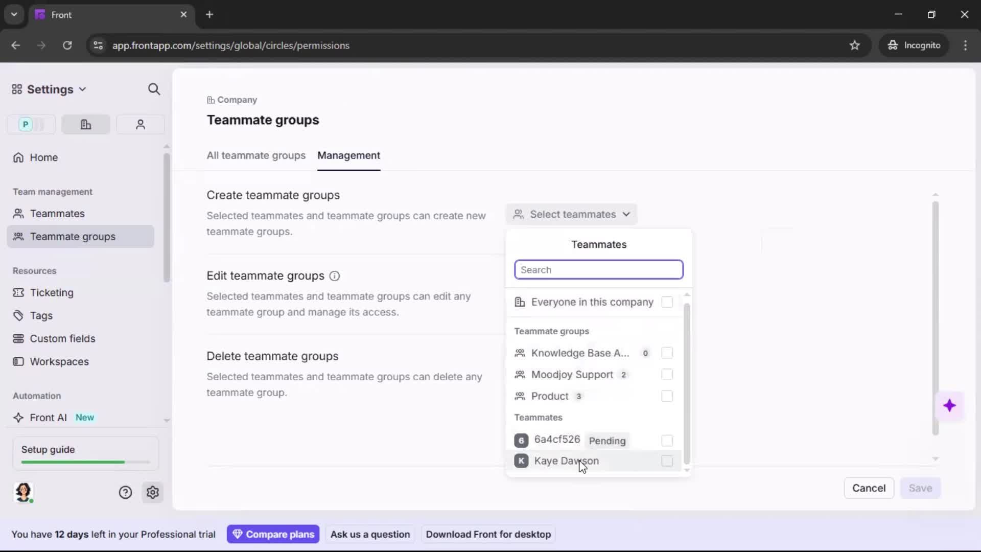 Creating a team screenshot