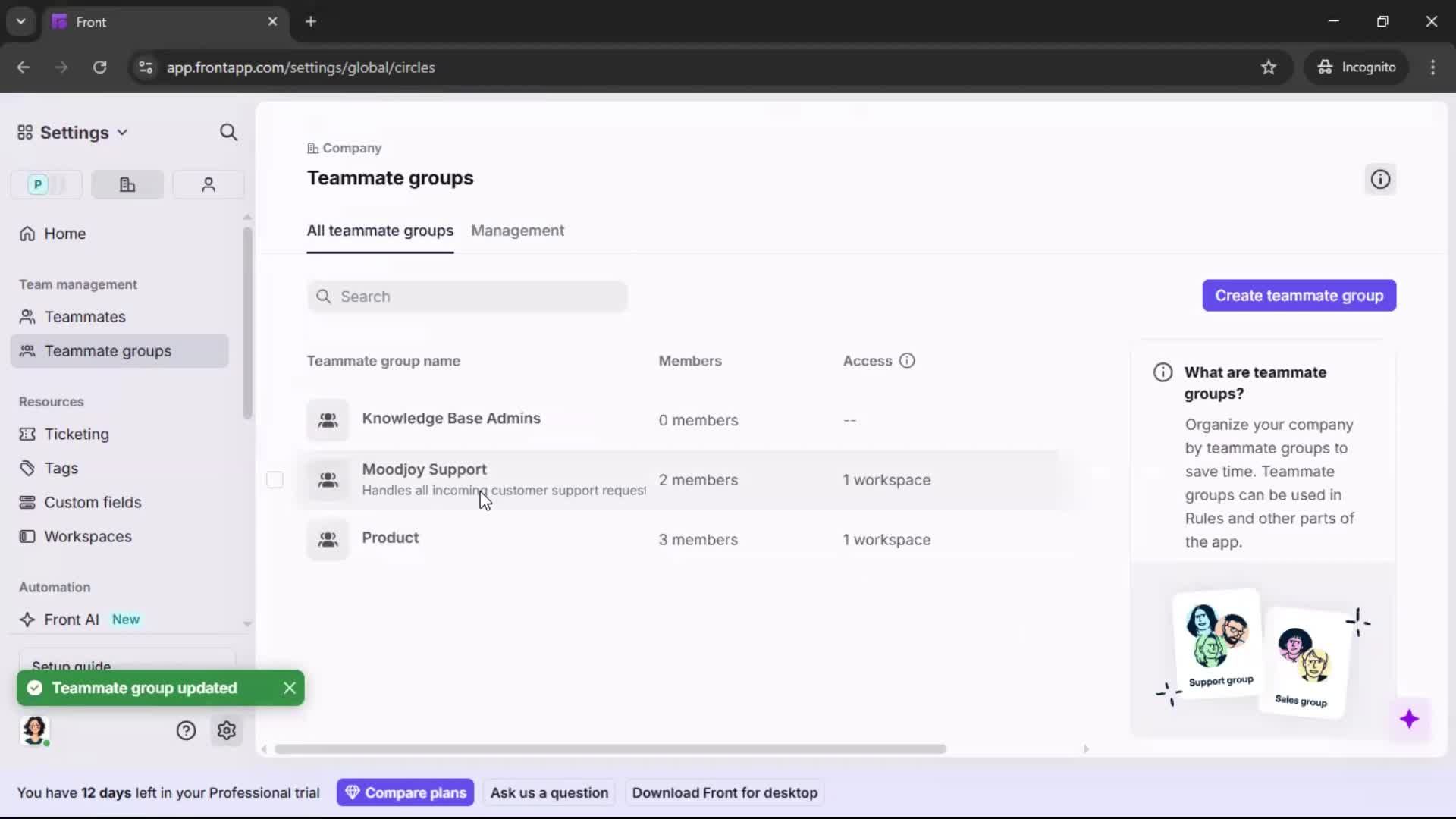 Creating a team screenshot