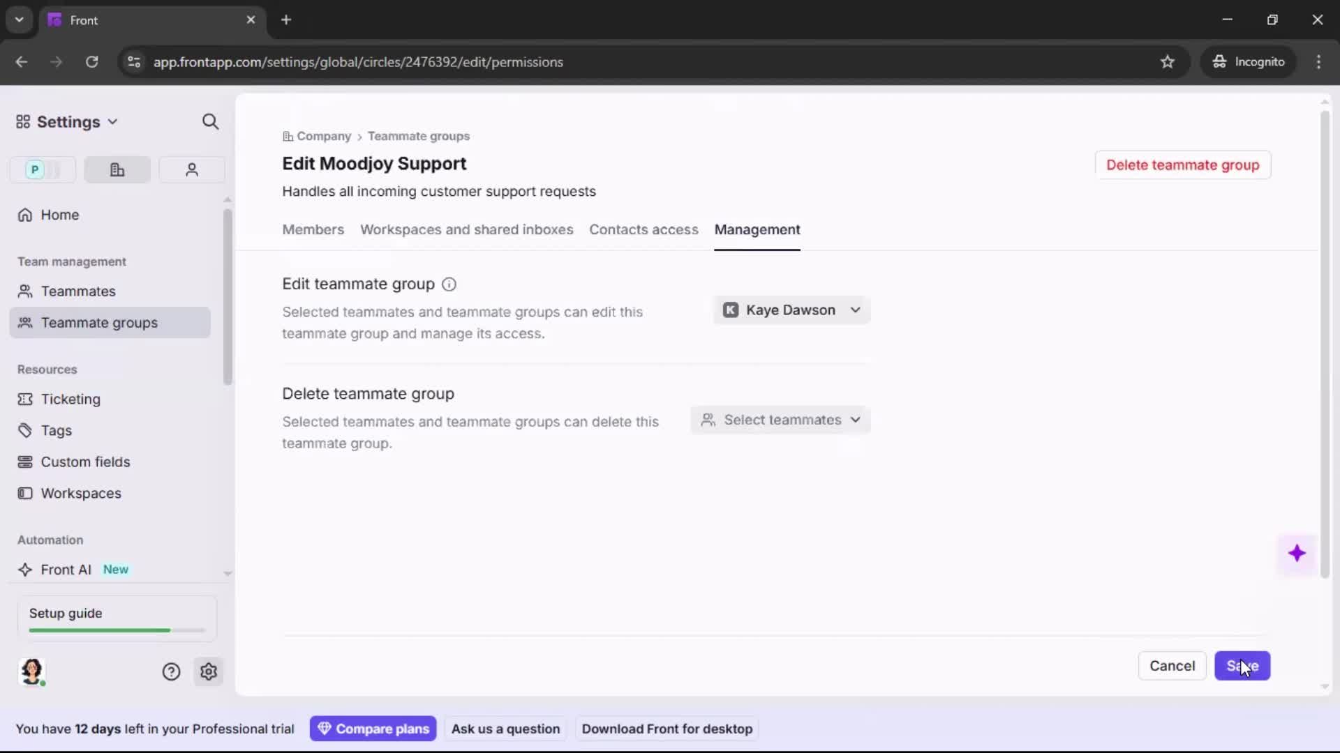 Creating a team screenshot
