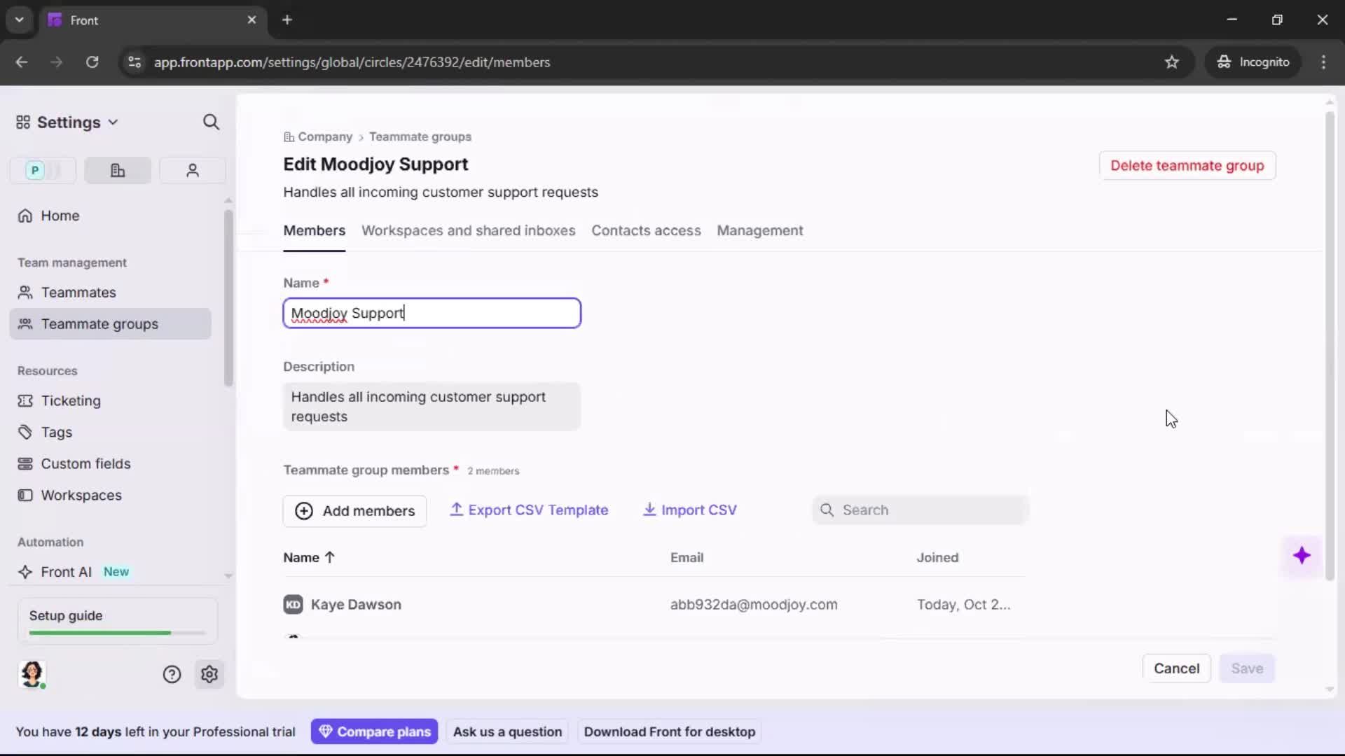 Creating a team screenshot
