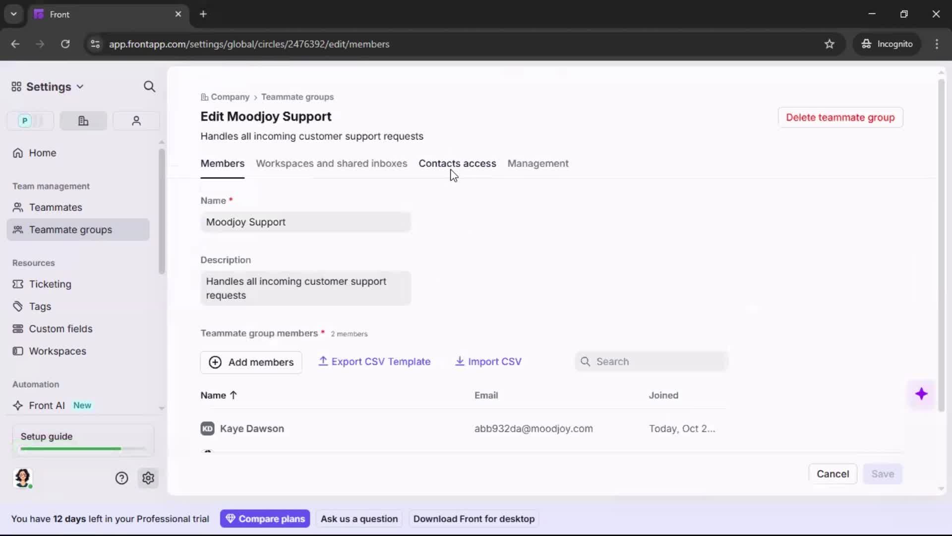 Creating a team screenshot