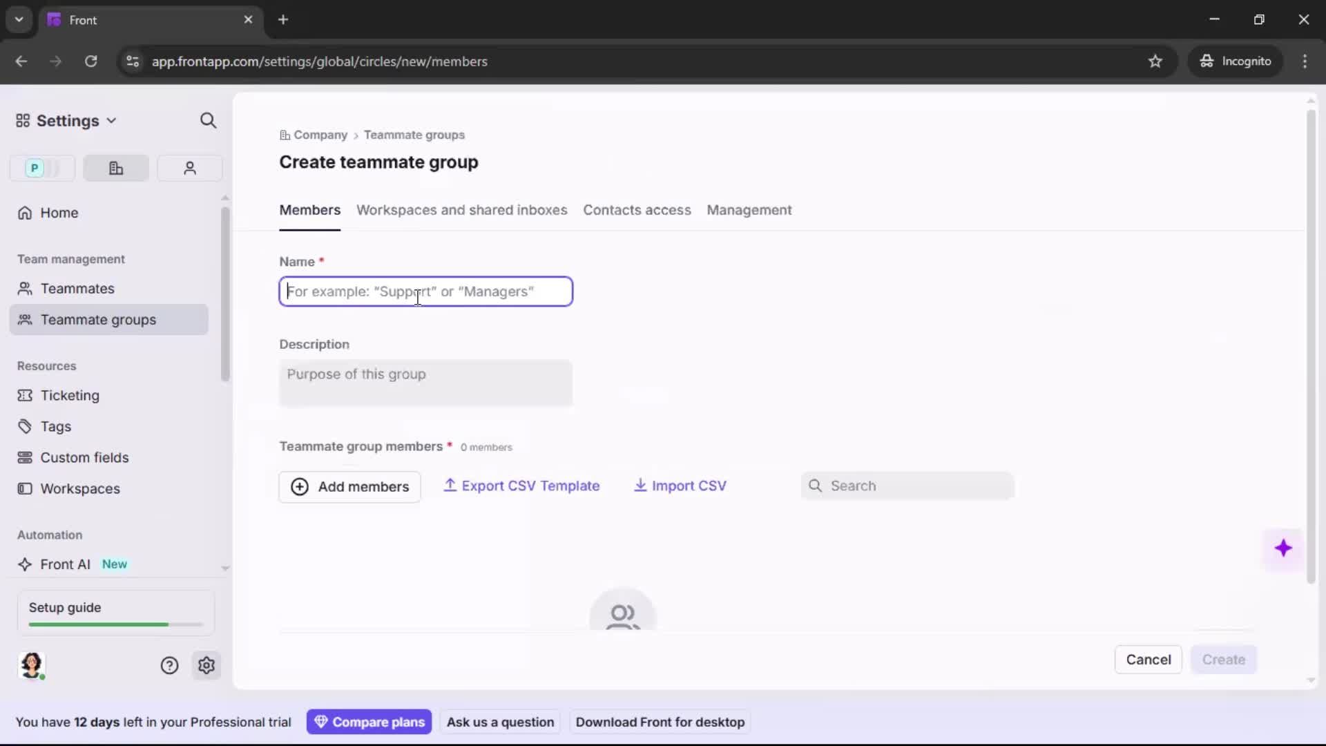 Creating a team screenshot