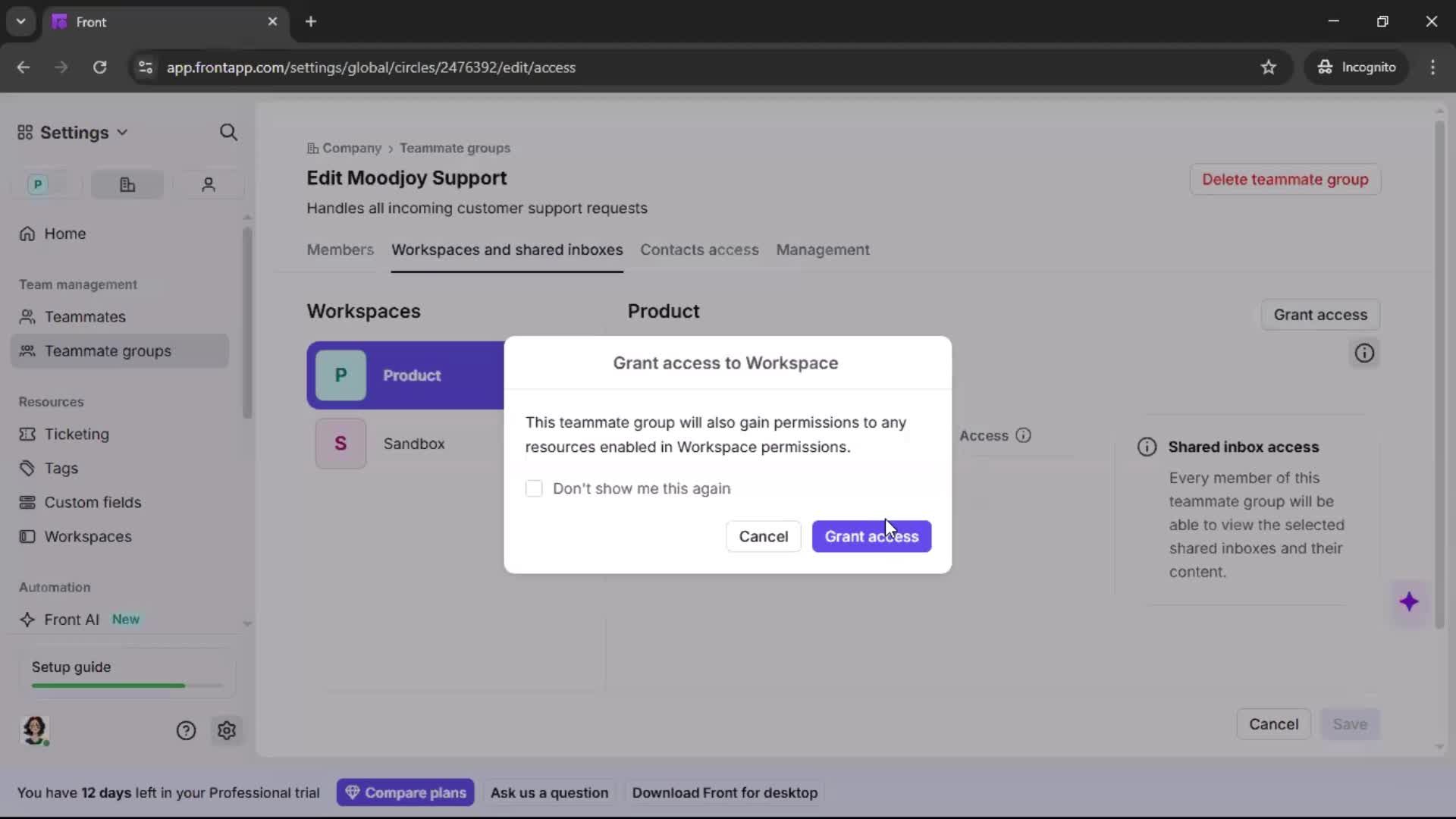 Creating a team screenshot