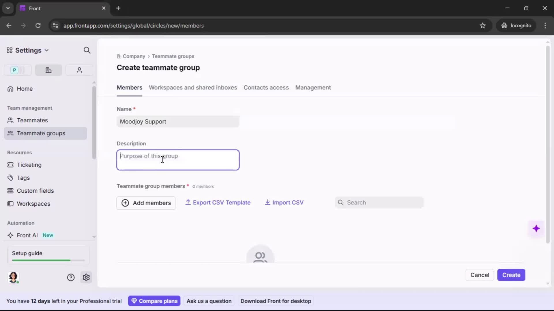 Creating a team screenshot