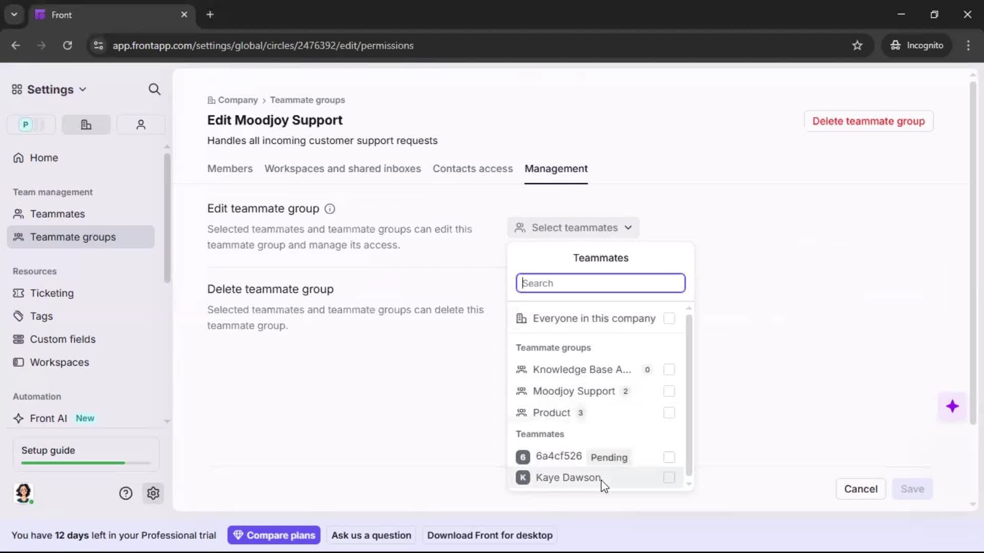Creating a team screenshot