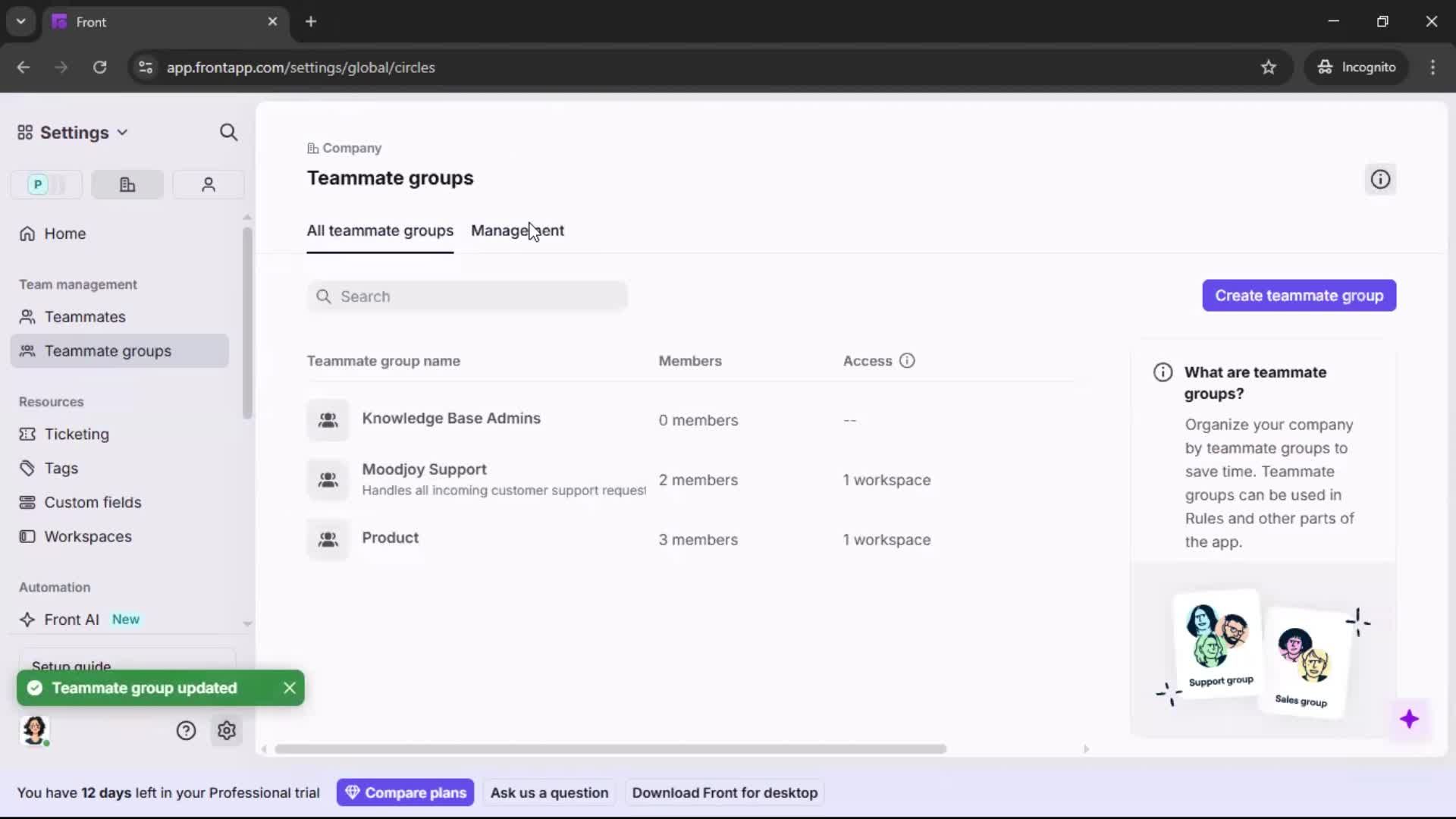 Creating a team screenshot