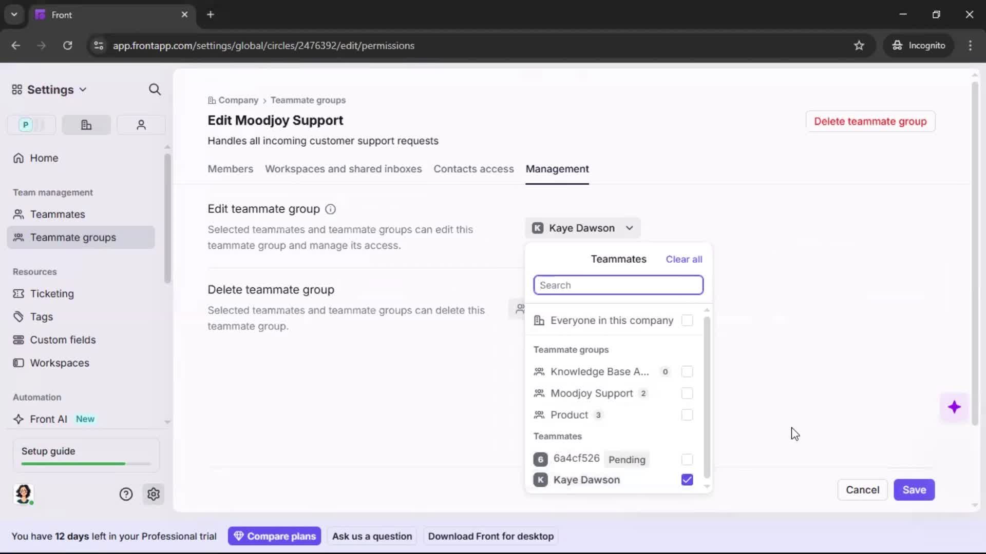 Creating a team screenshot
