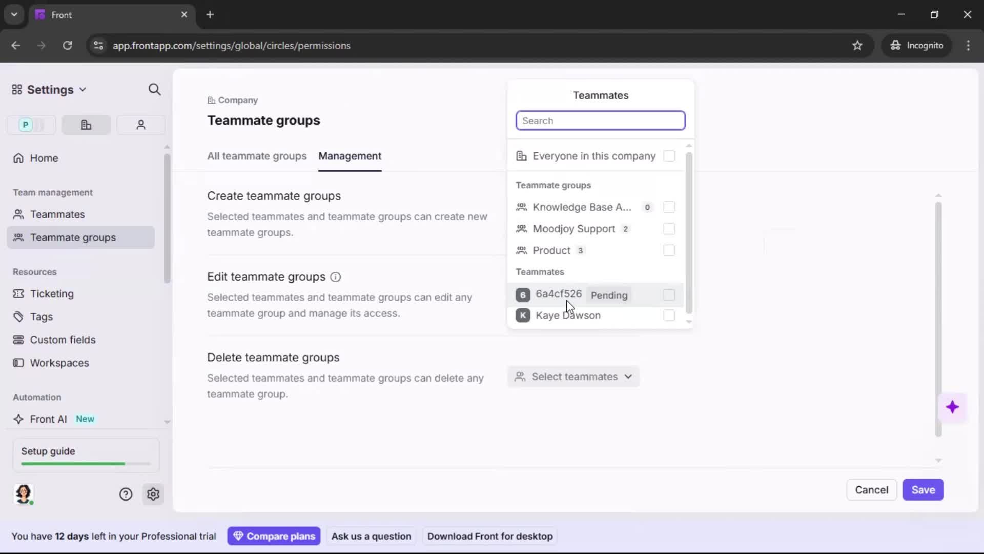 Creating a team screenshot