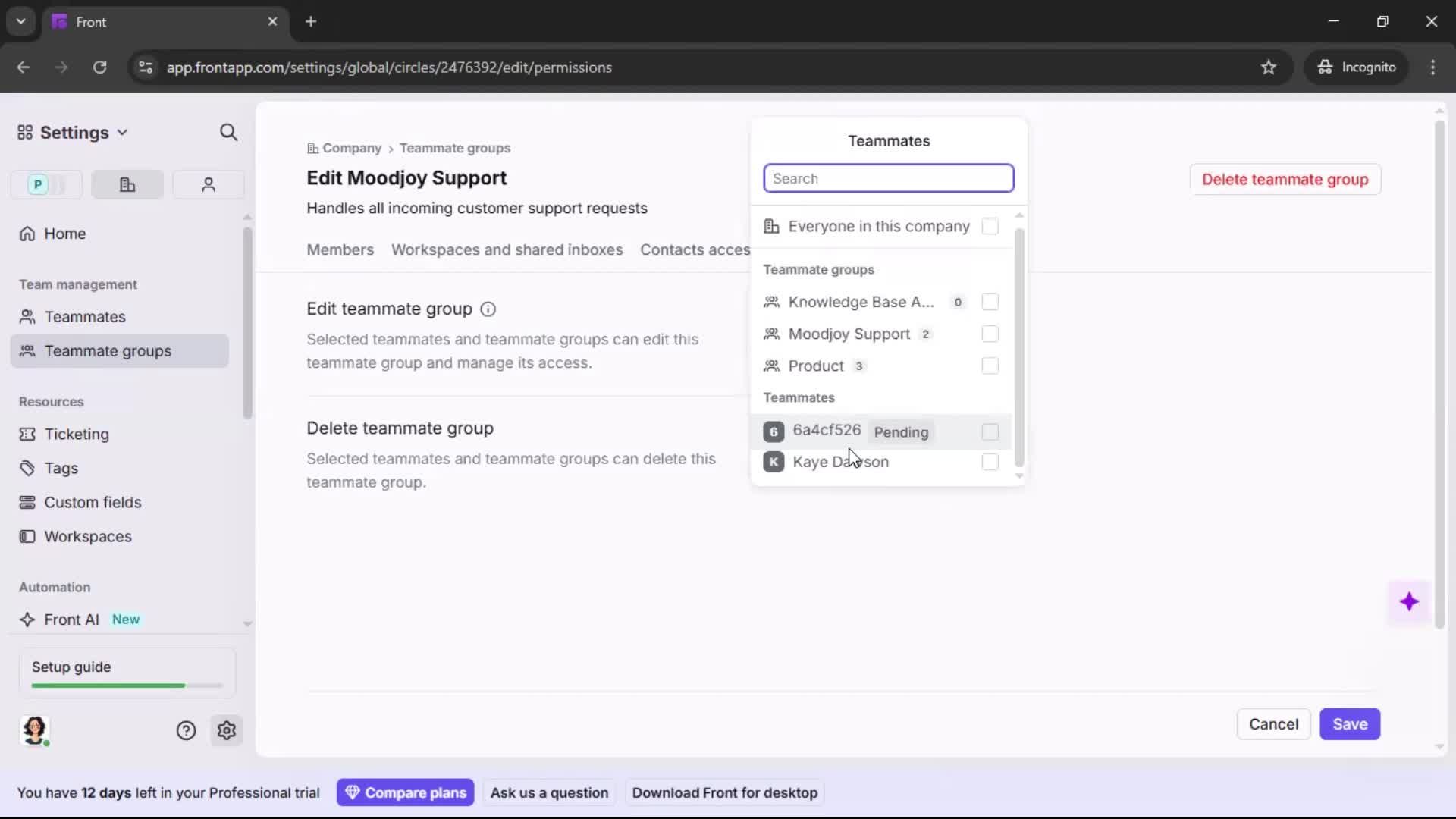 Creating a team screenshot