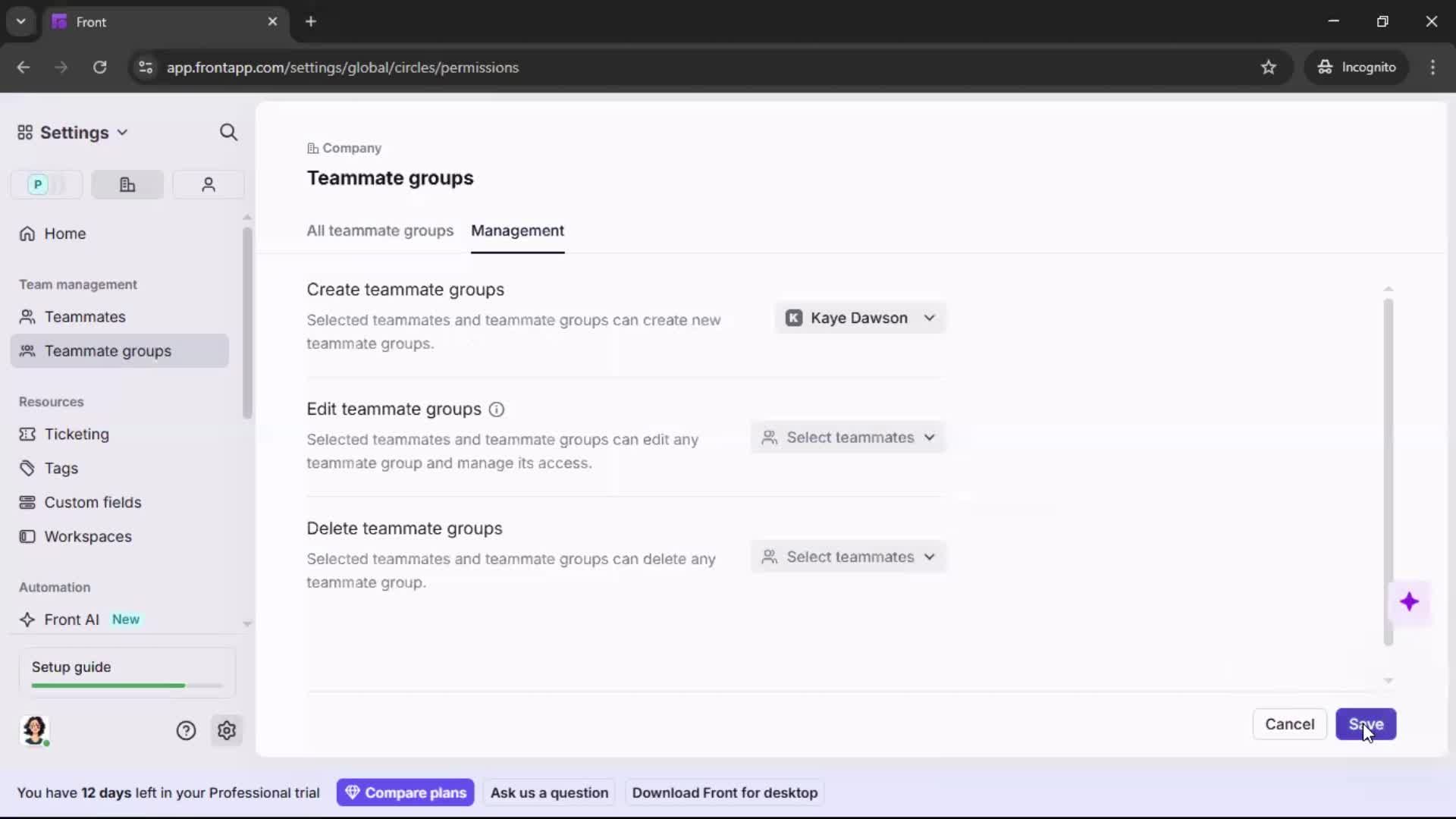 Creating a team screenshot