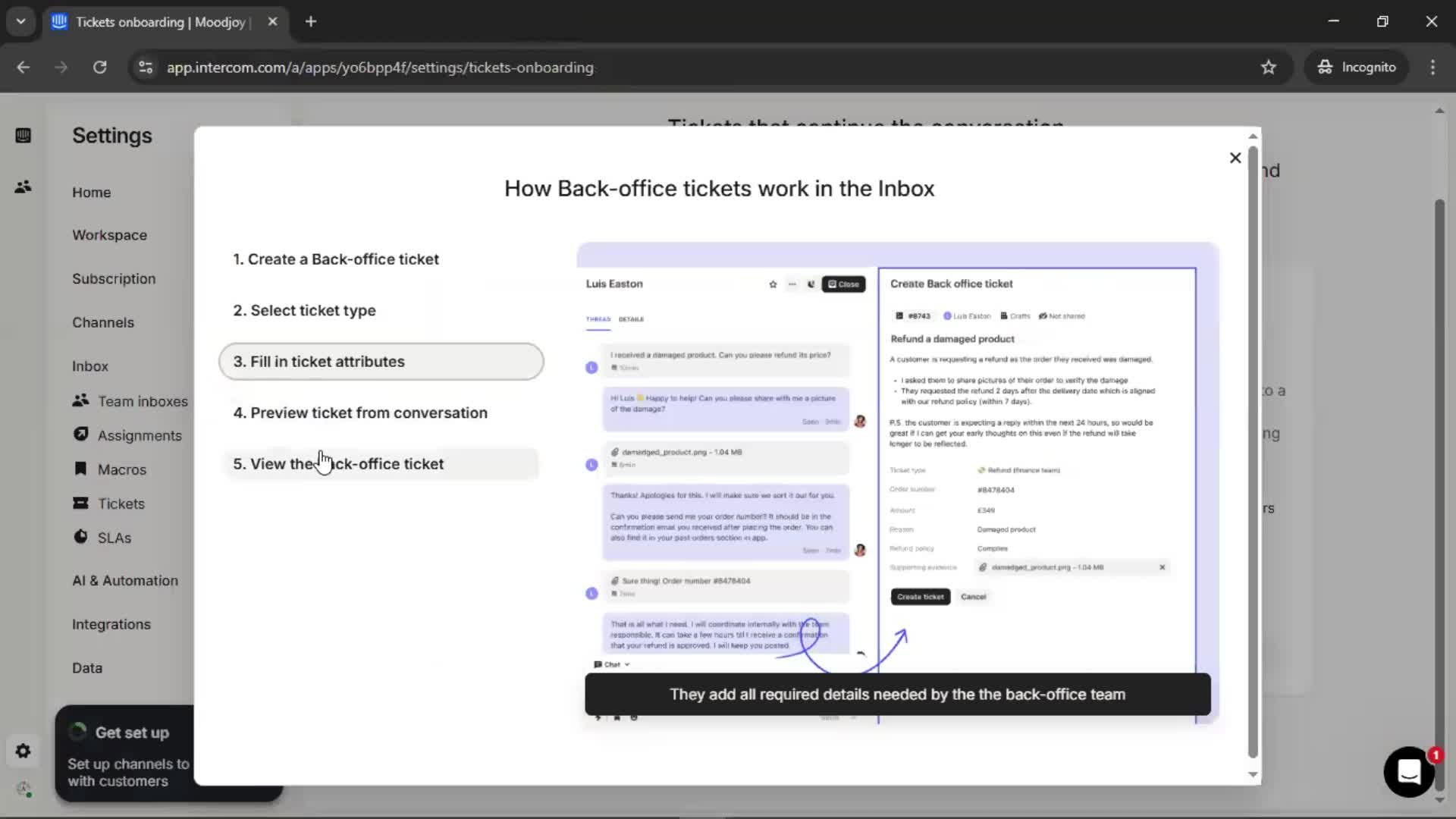 Creating a ticket type screenshot