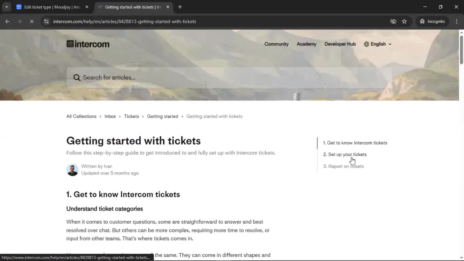 Creating a ticket type screenshot