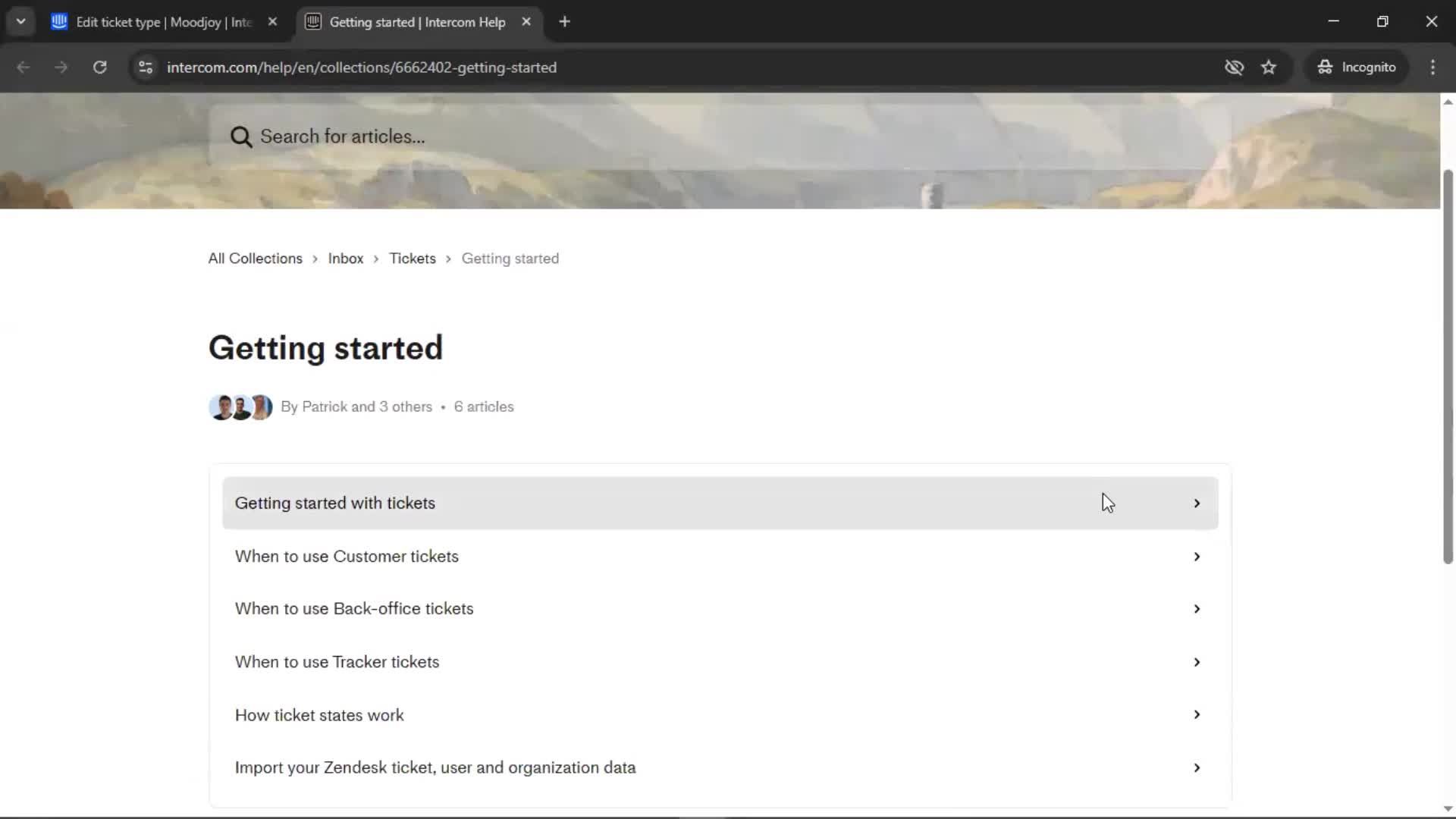 Creating a ticket type screenshot