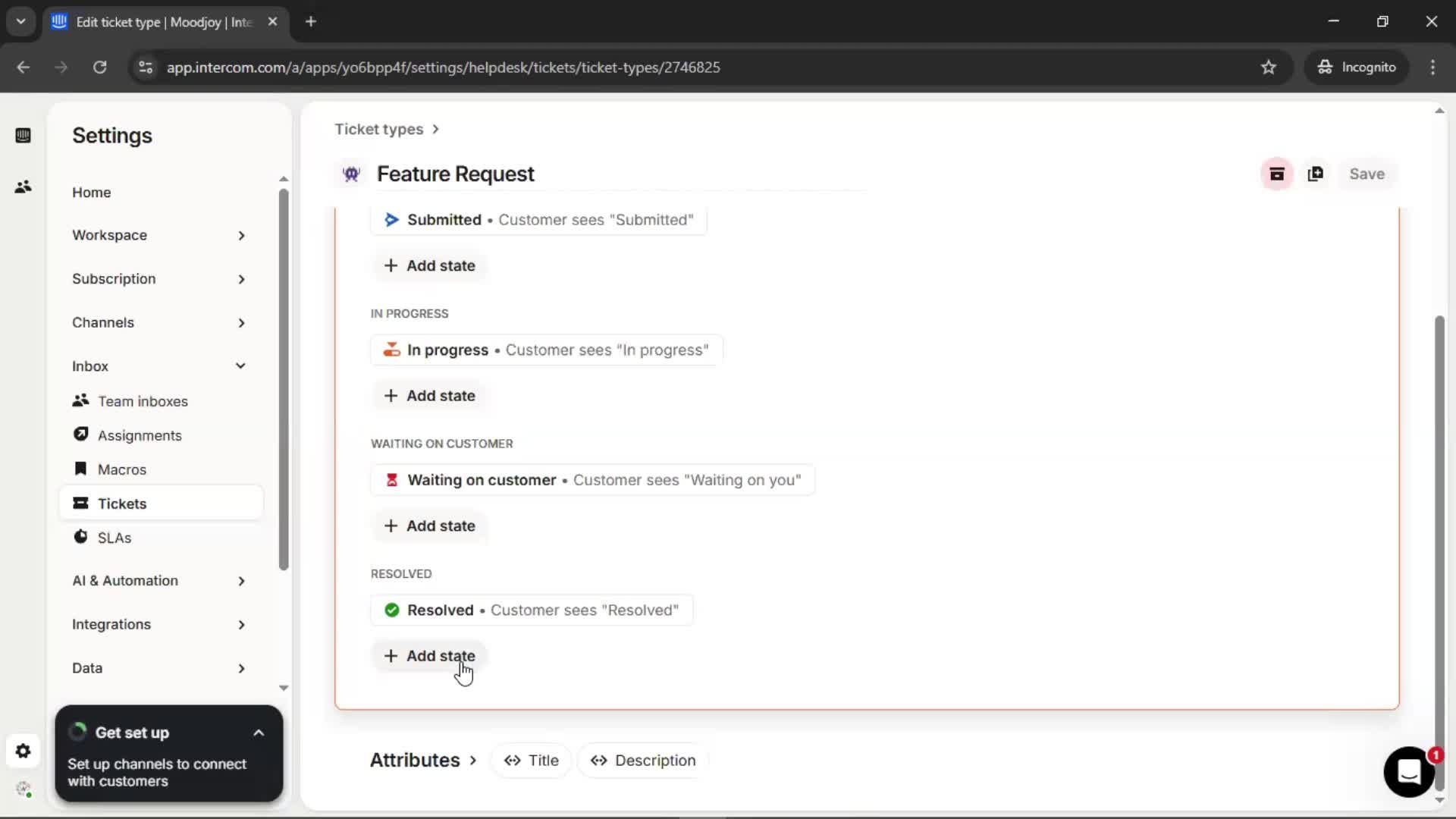 Creating a ticket type screenshot