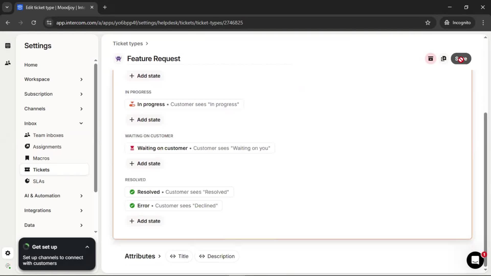 Creating a ticket type screenshot