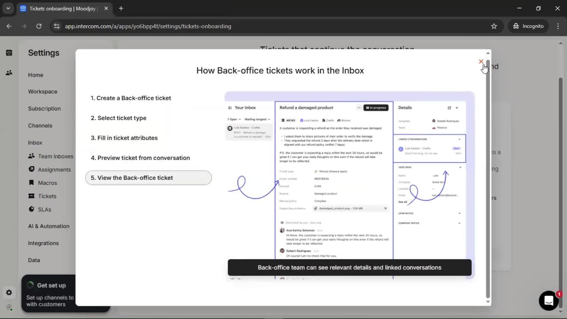 Creating a ticket type screenshot