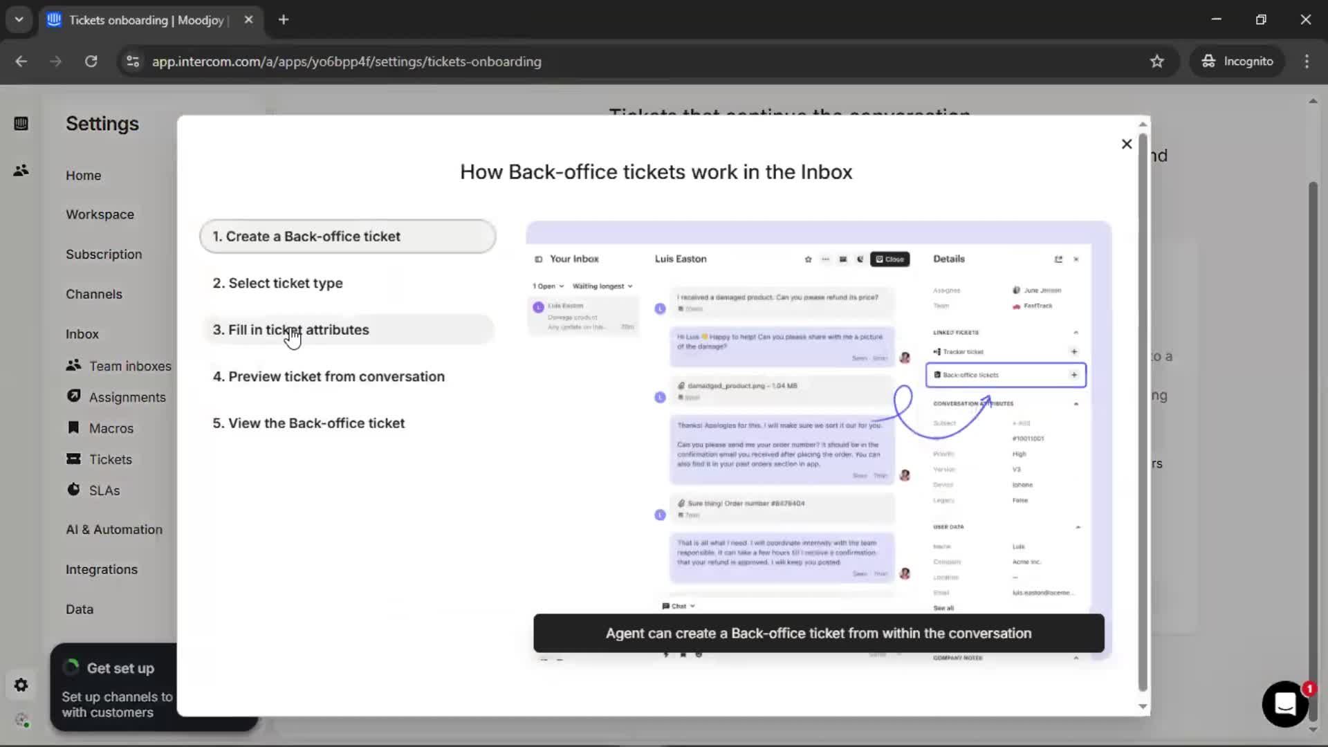 Creating a ticket type screenshot