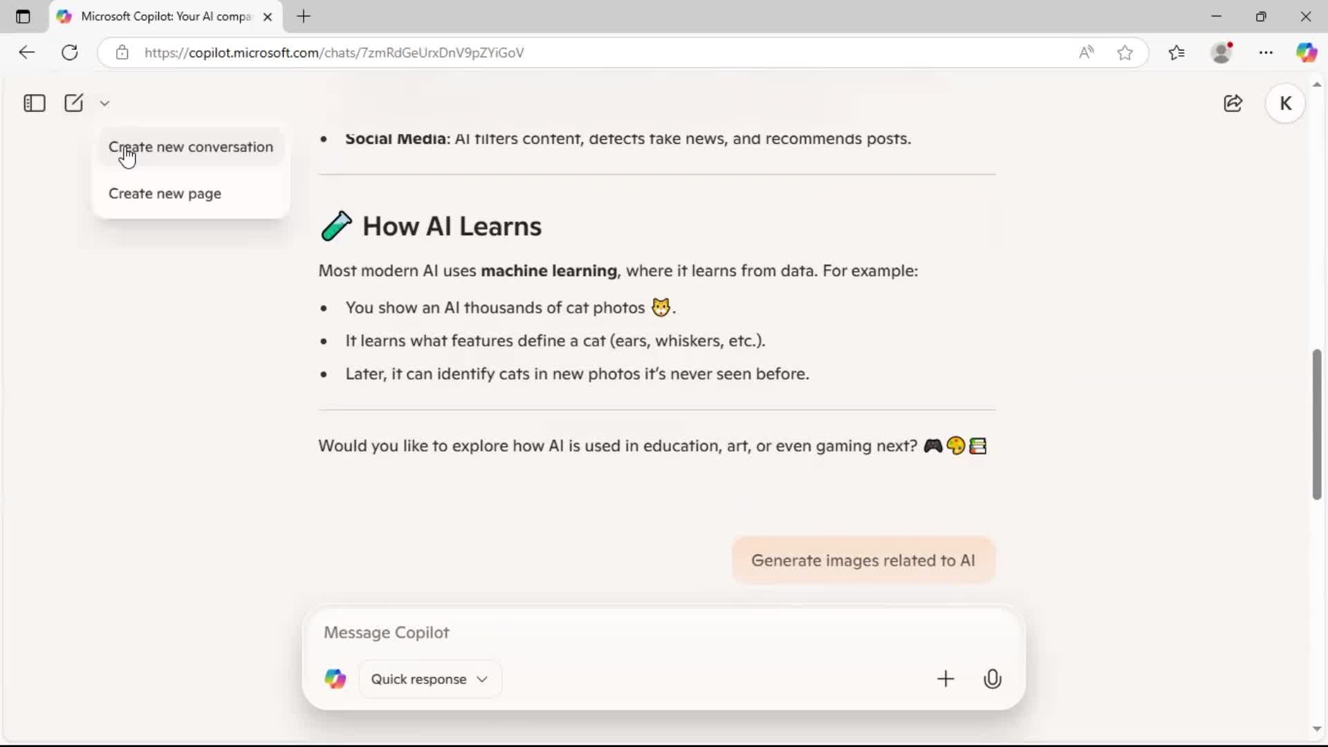 Creating a new topic screenshot