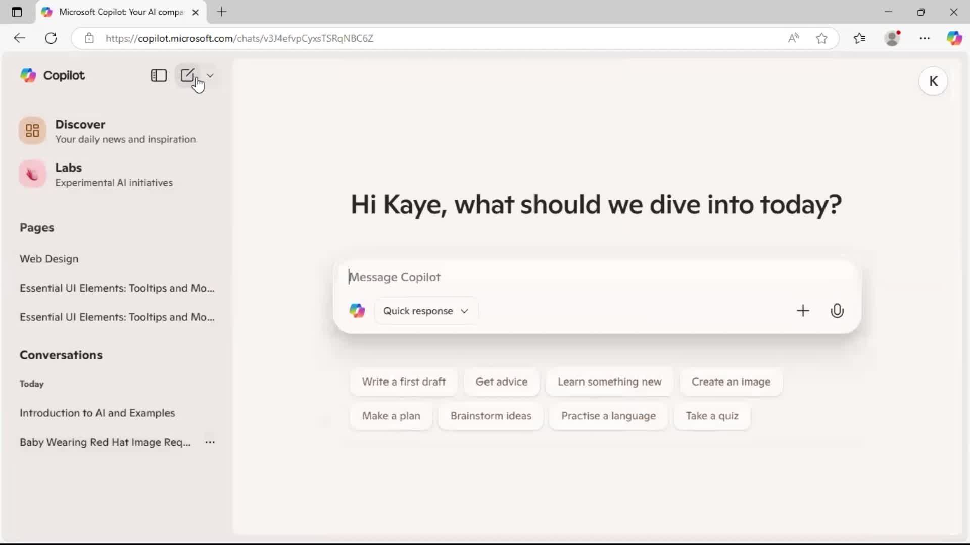 Creating a new topic screenshot