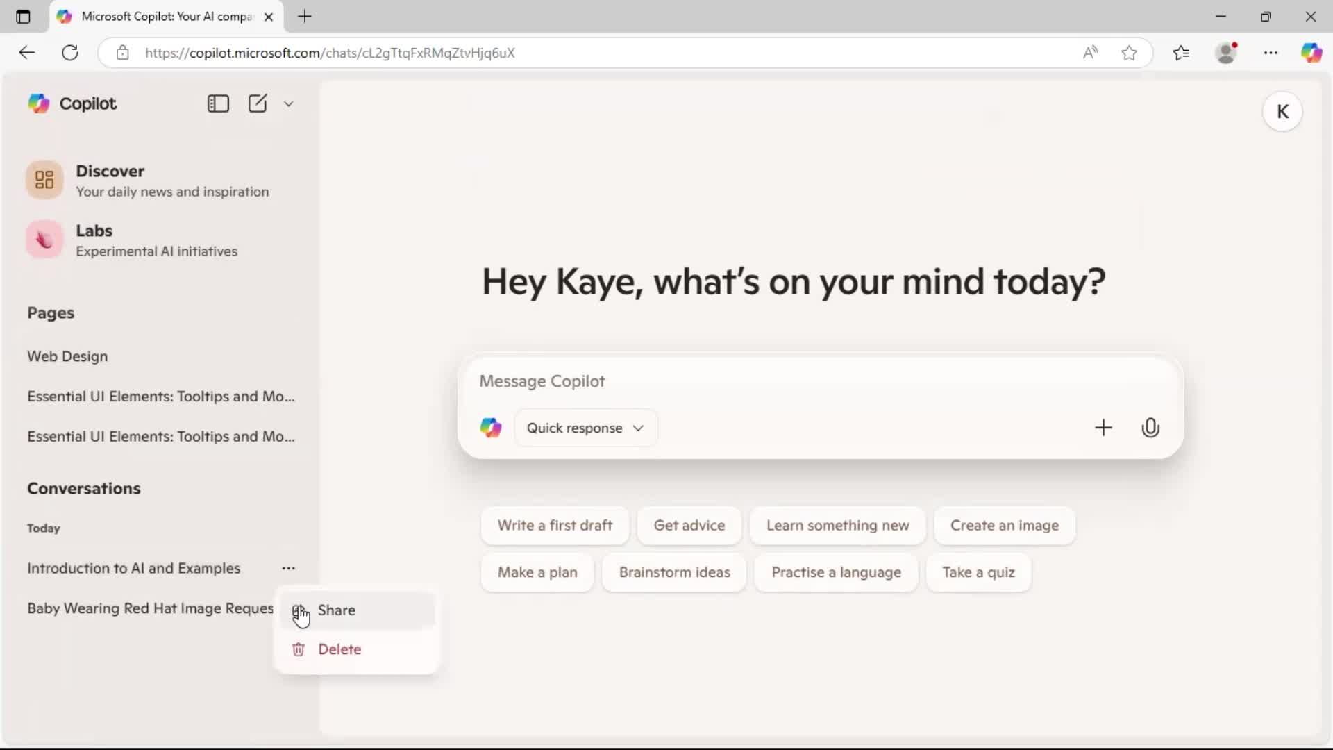 Creating a new topic screenshot