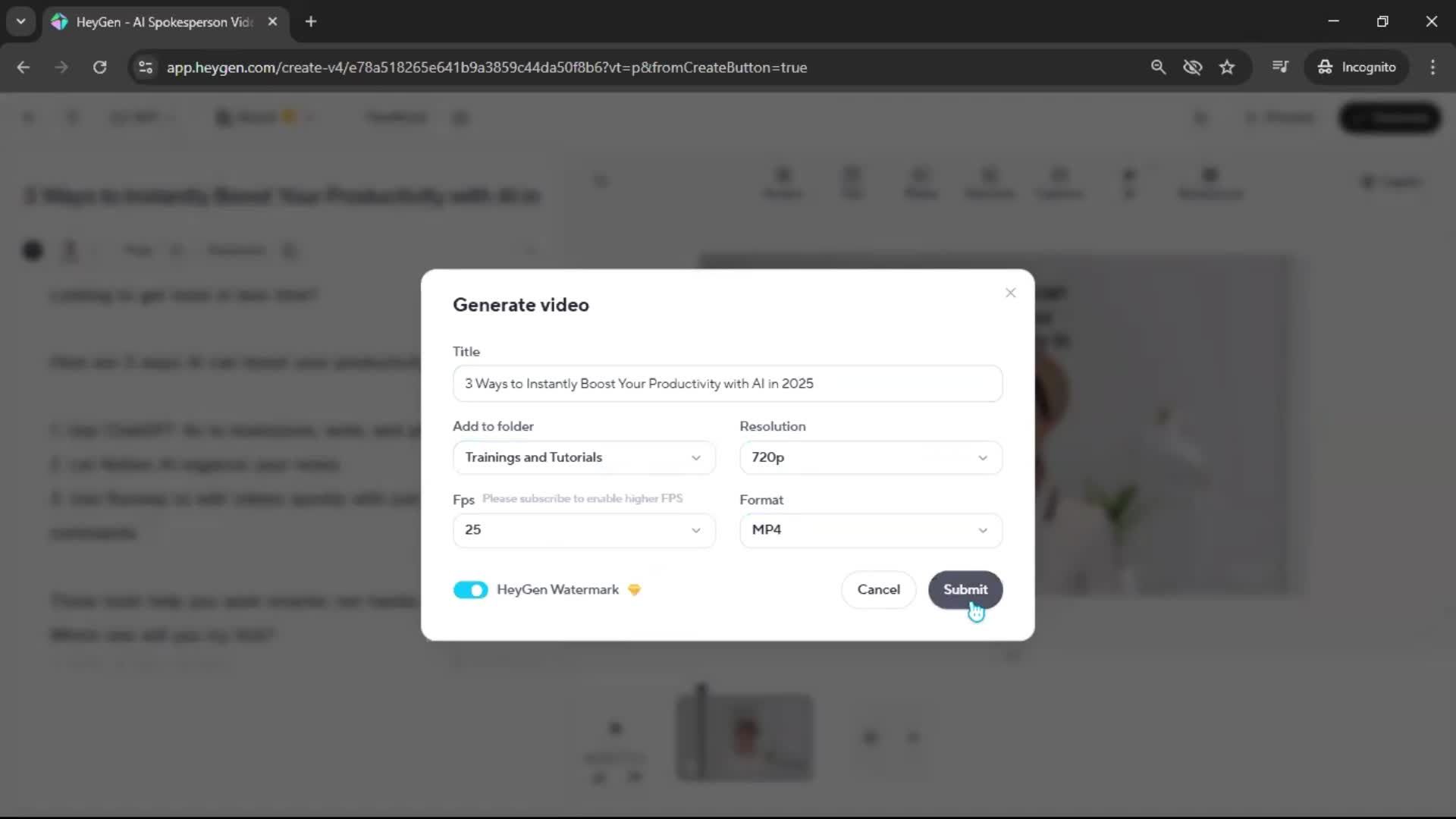 Creating a video screenshot