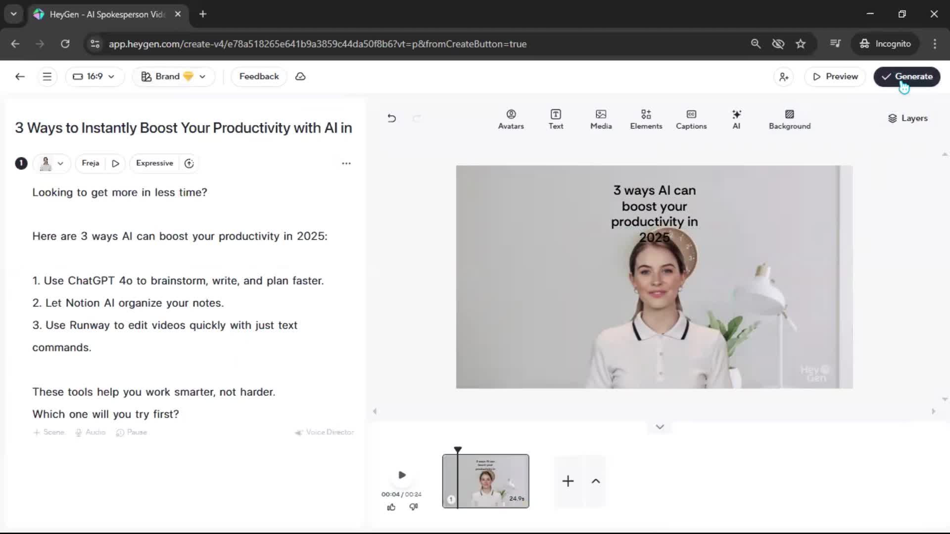 Creating a video screenshot