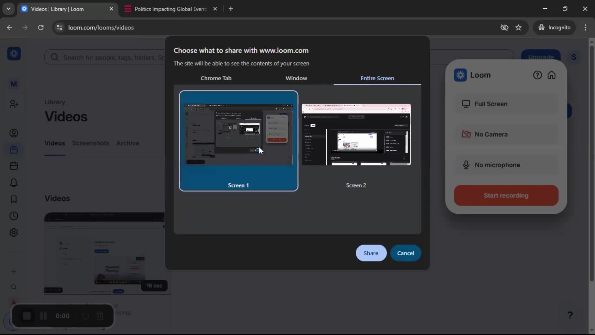 Creating a video screenshot