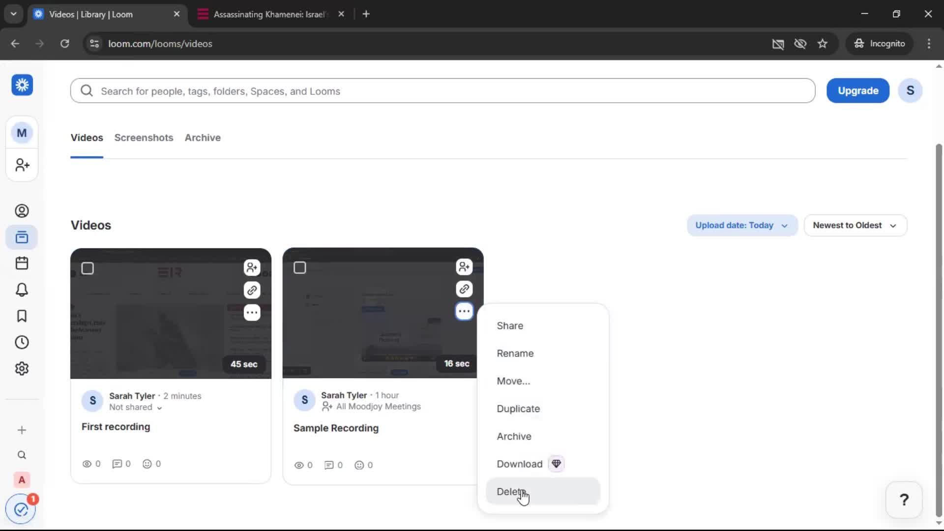 Creating a video screenshot