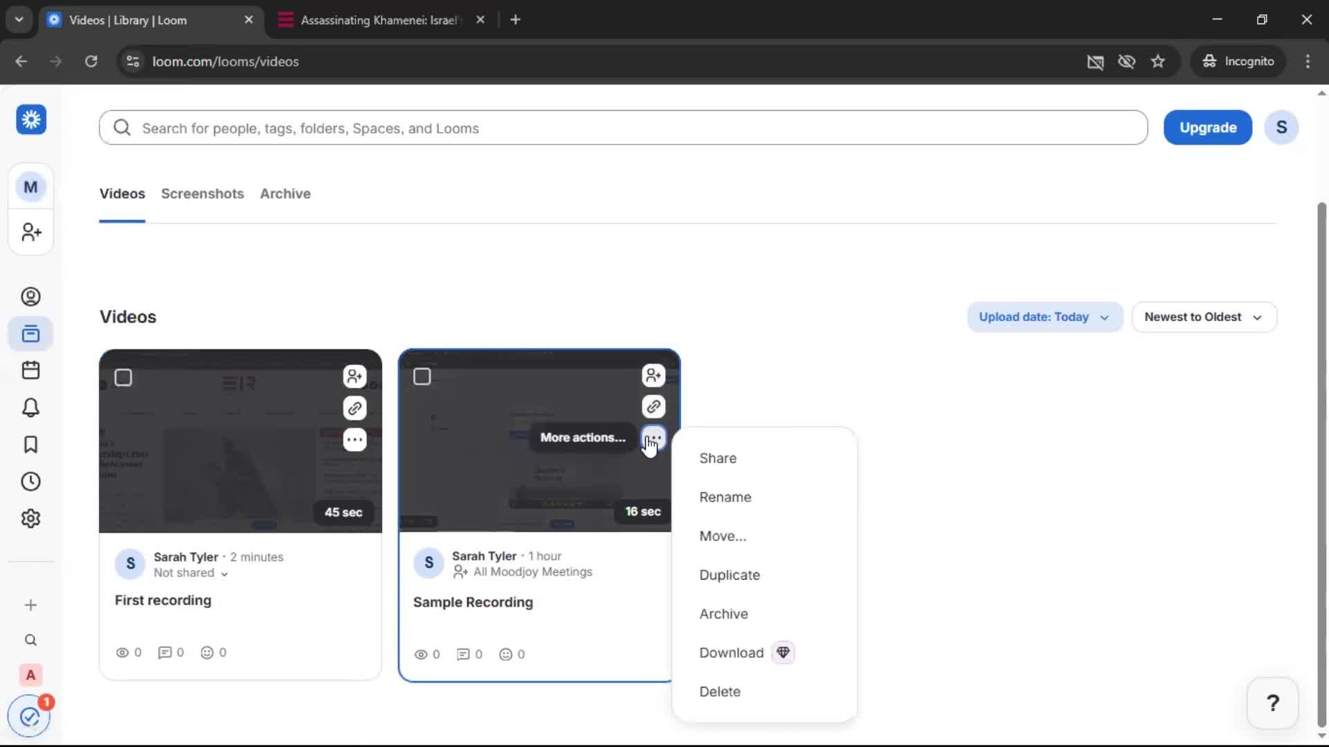 Creating a video screenshot