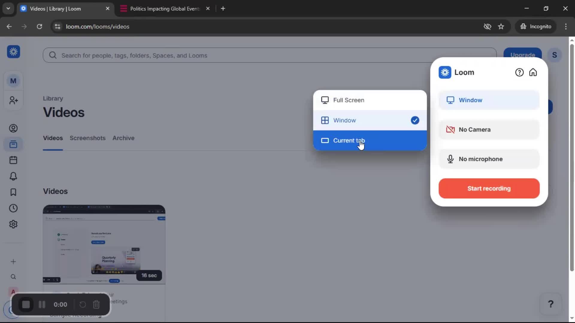 Creating a video screenshot