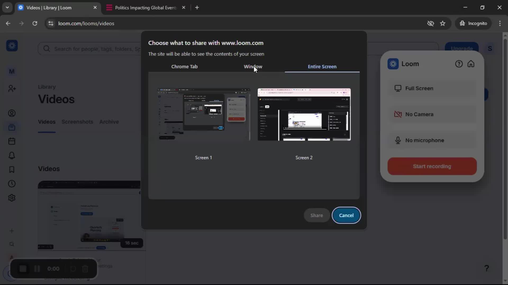 Creating a video screenshot