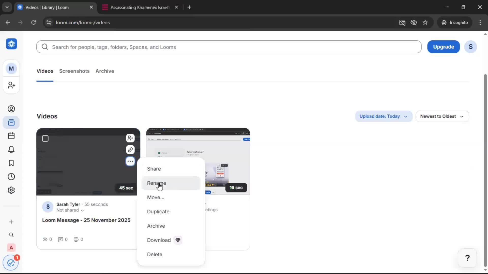Creating a video screenshot