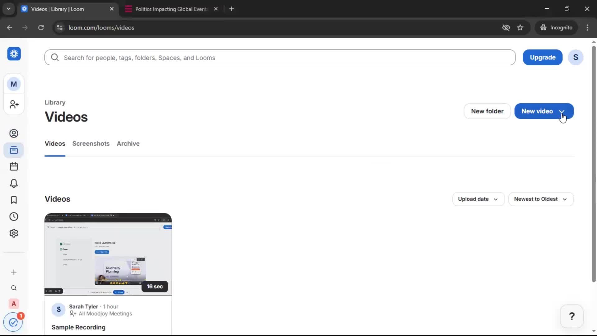 Creating a video on Loom video thumbnail