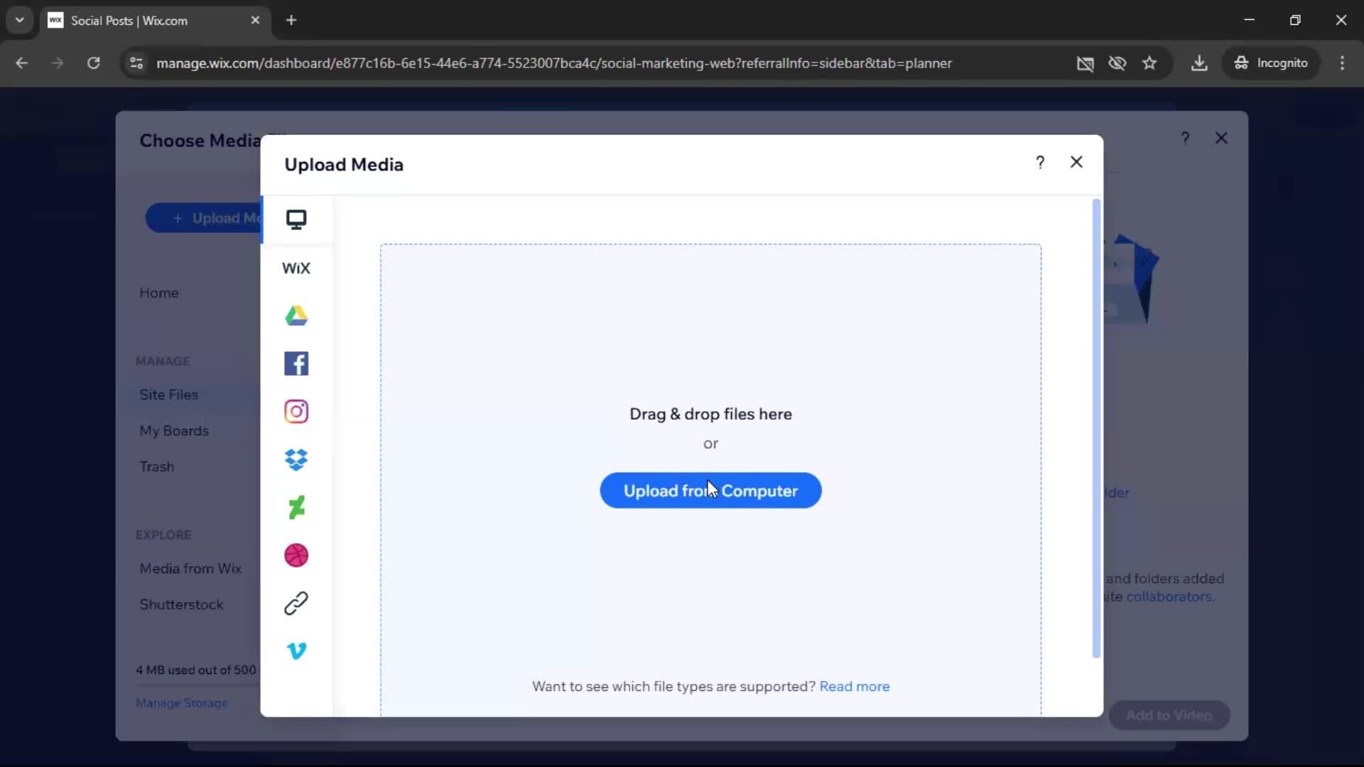 Creating a video on Wix video thumbnail