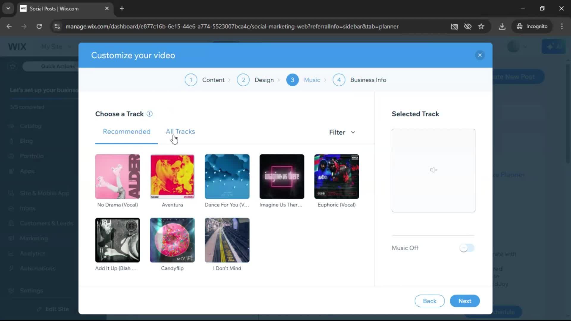 Creating a video on Wix video thumbnail